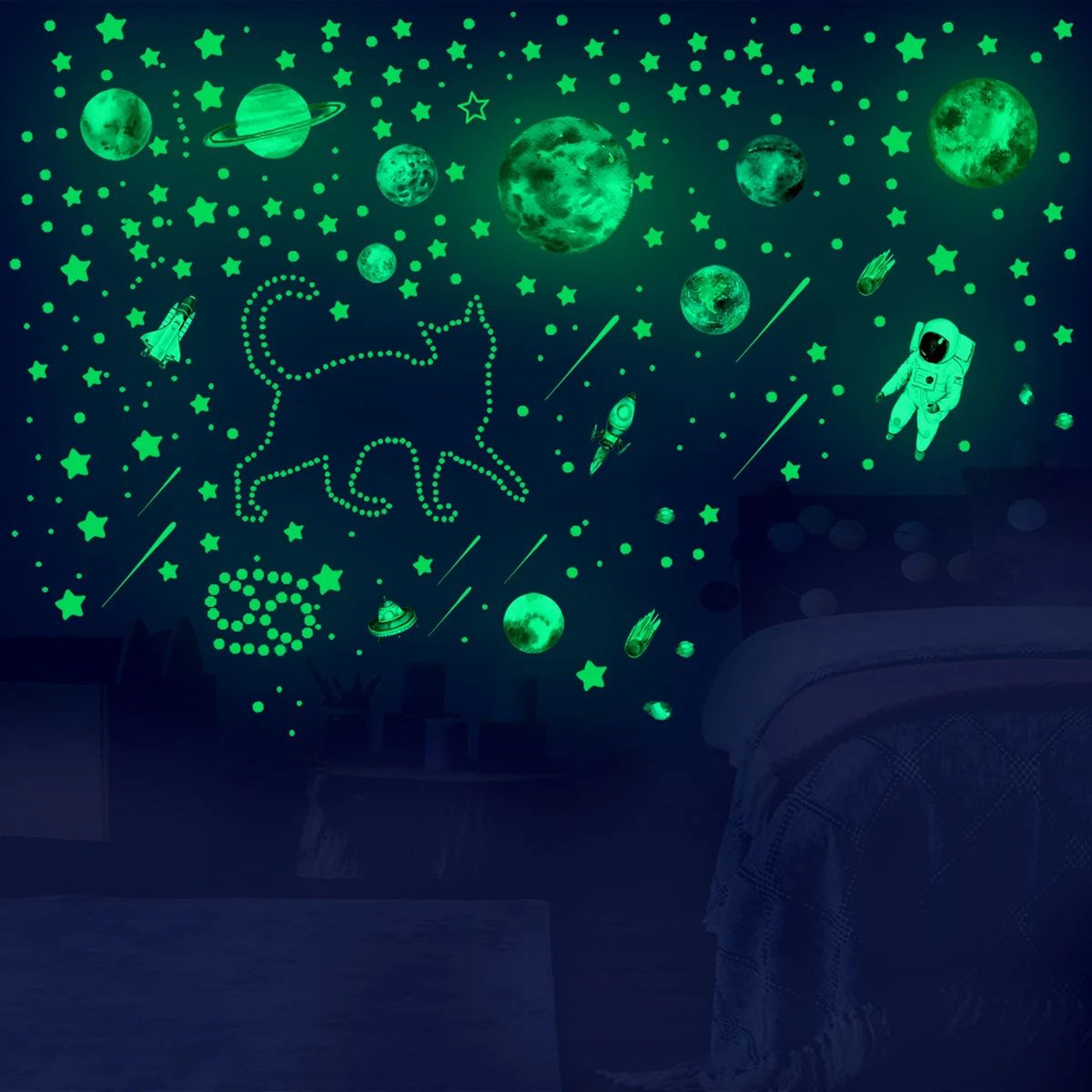 Glow In The Dark Space Wall Sticker Set 5