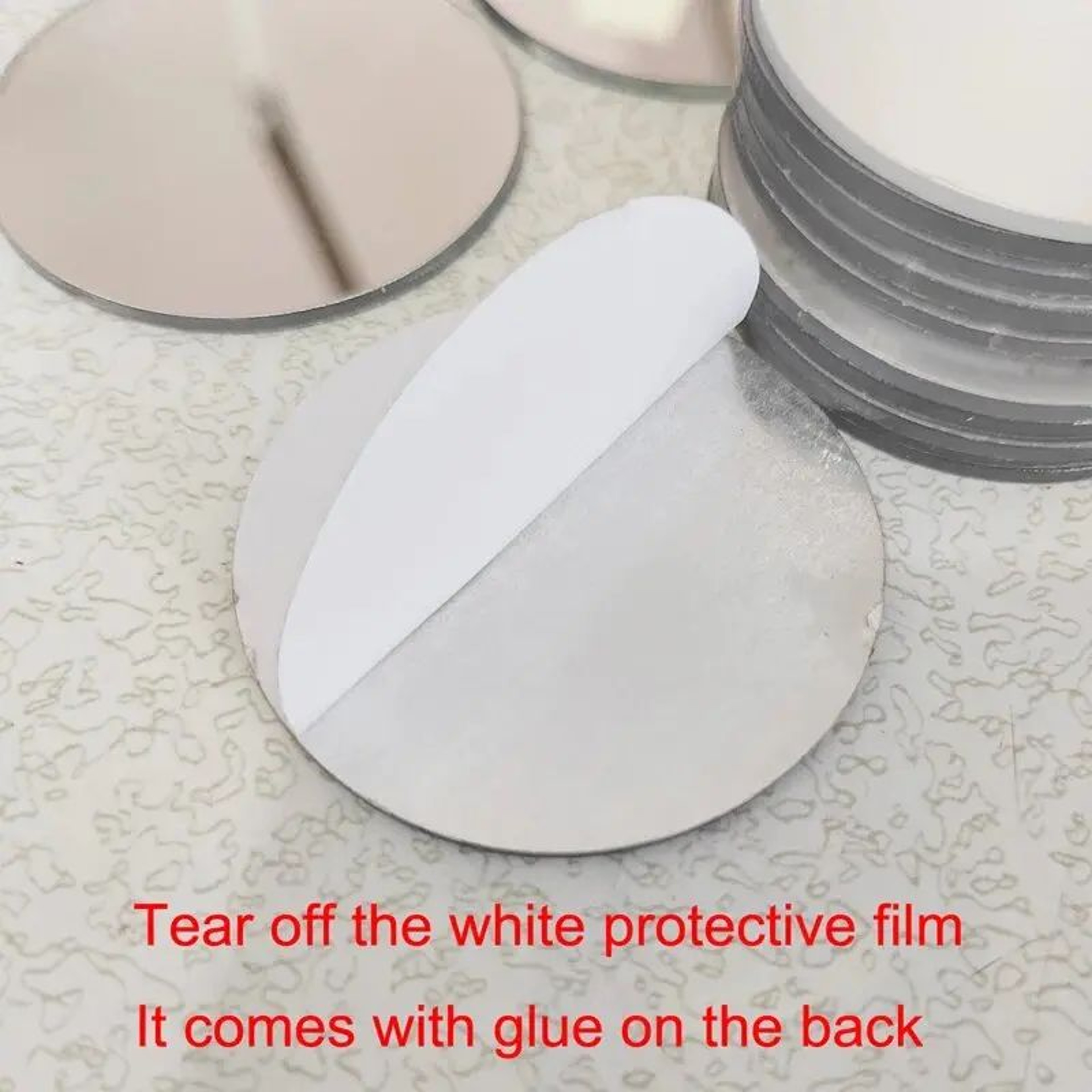 Round Acrylic Mirror Wall Sticker Set 4