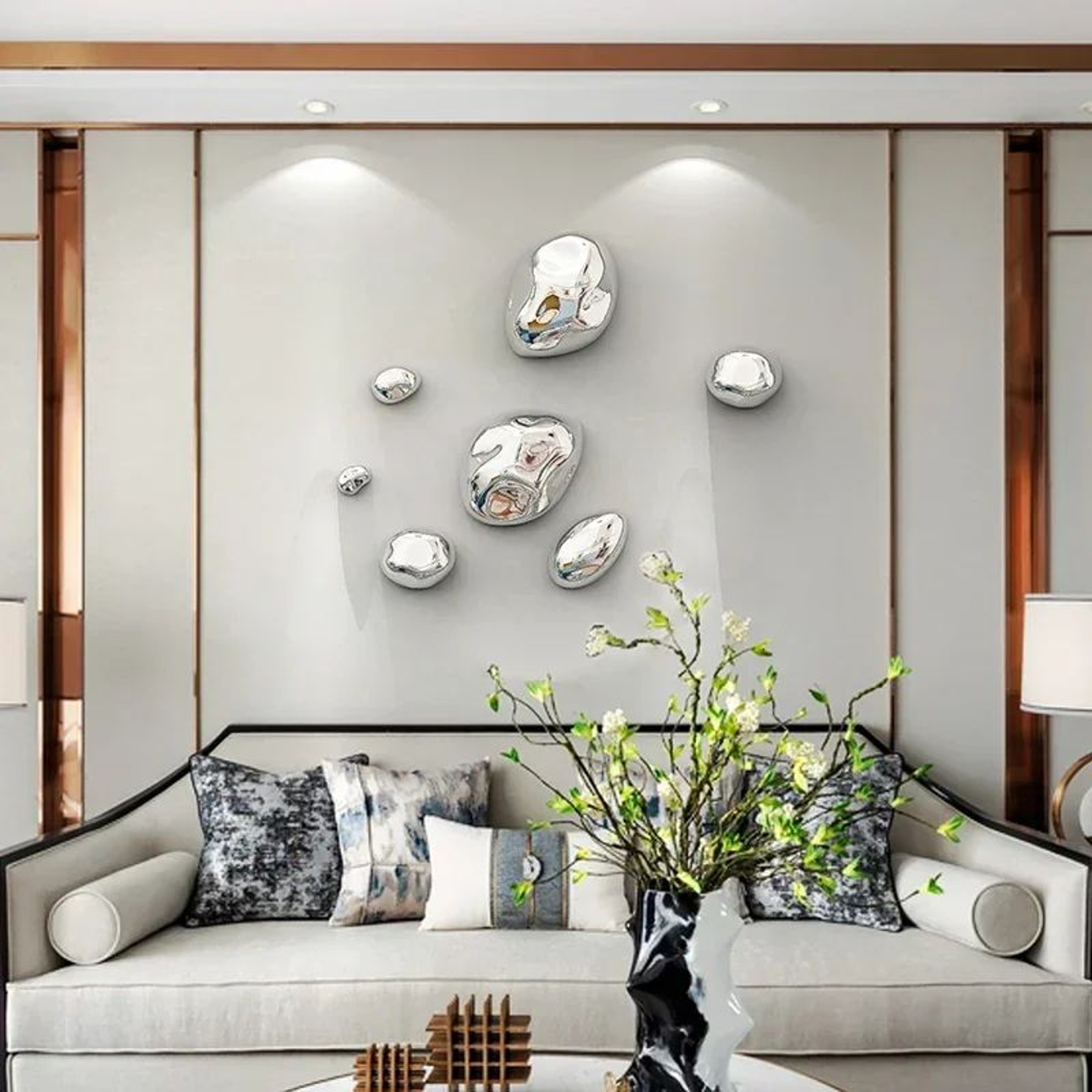 Golden 3D Simulation Stone Wall Decor 3