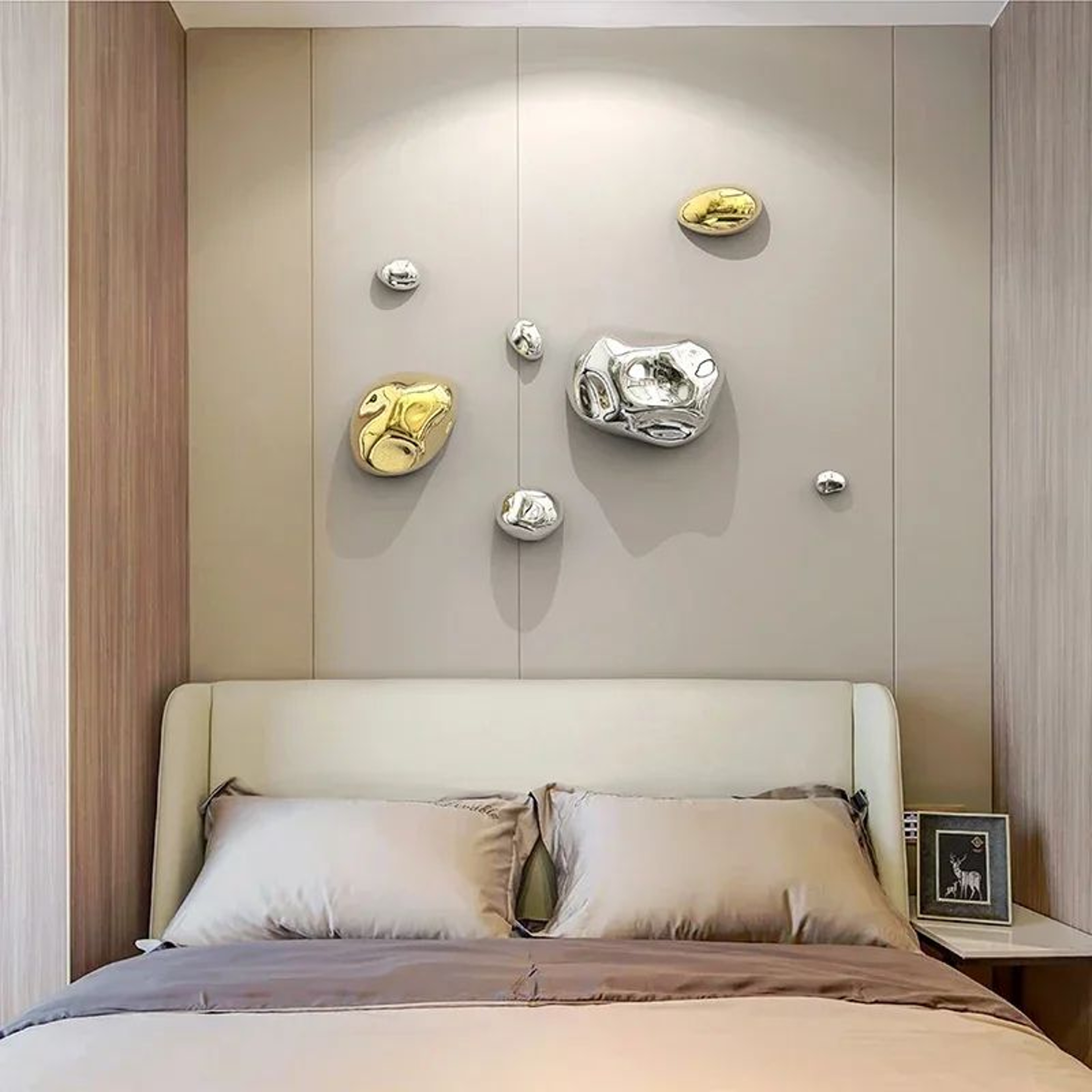 Golden 3D Simulation Stone Wall Decor 4