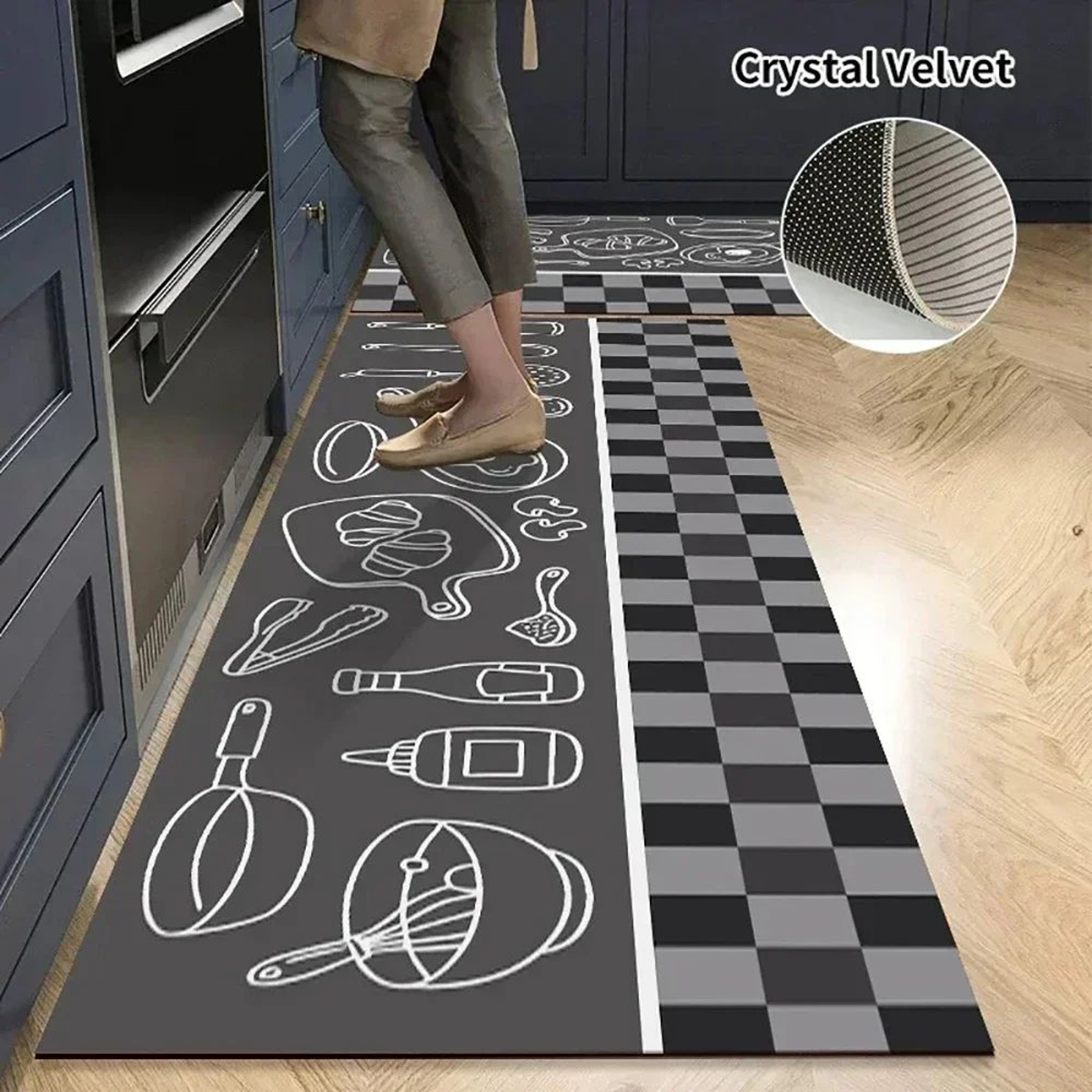 Absorbent Crystal Velvet Kitchen Runner Mat 8