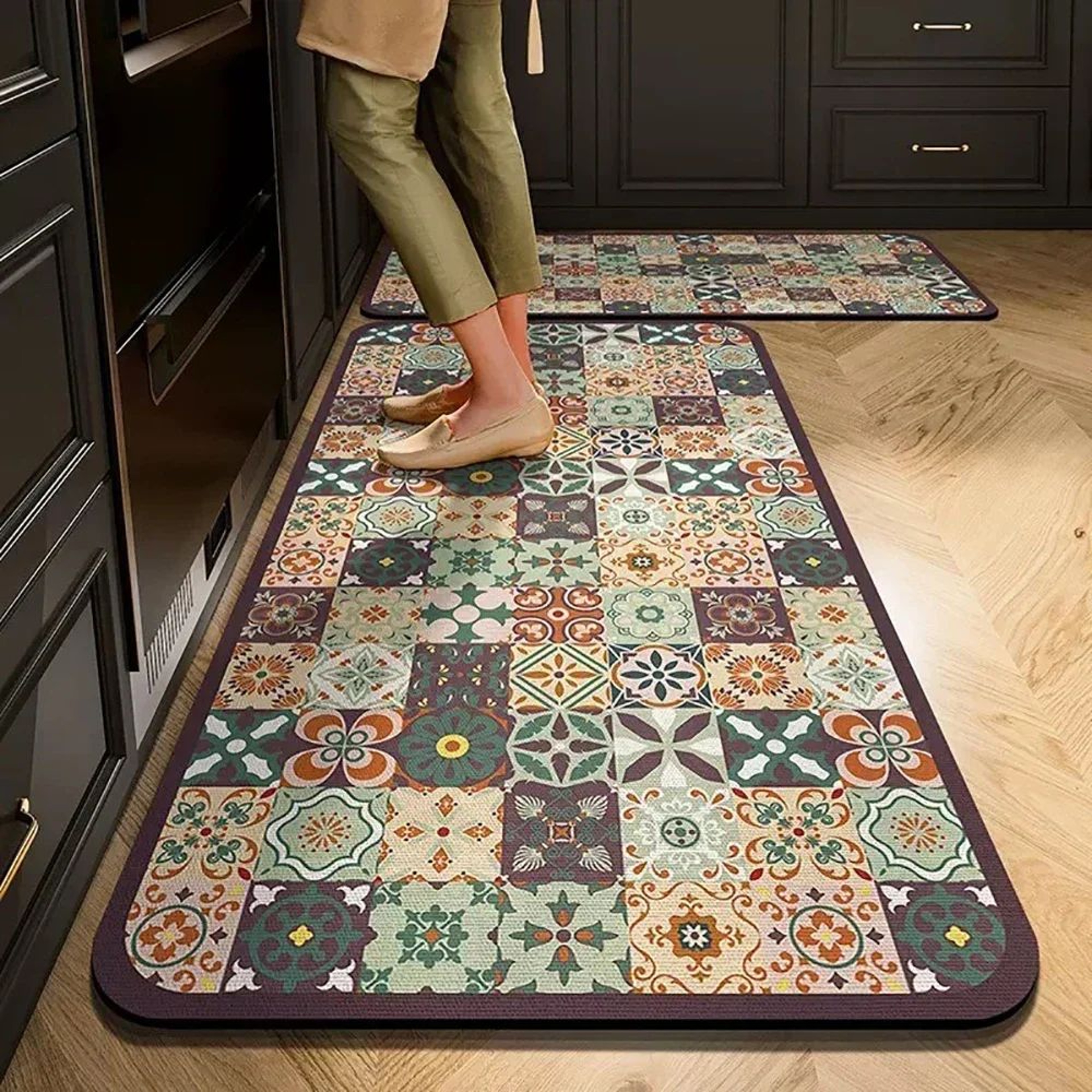 Absorbent Crystal Velvet Kitchen Runner Mat 18