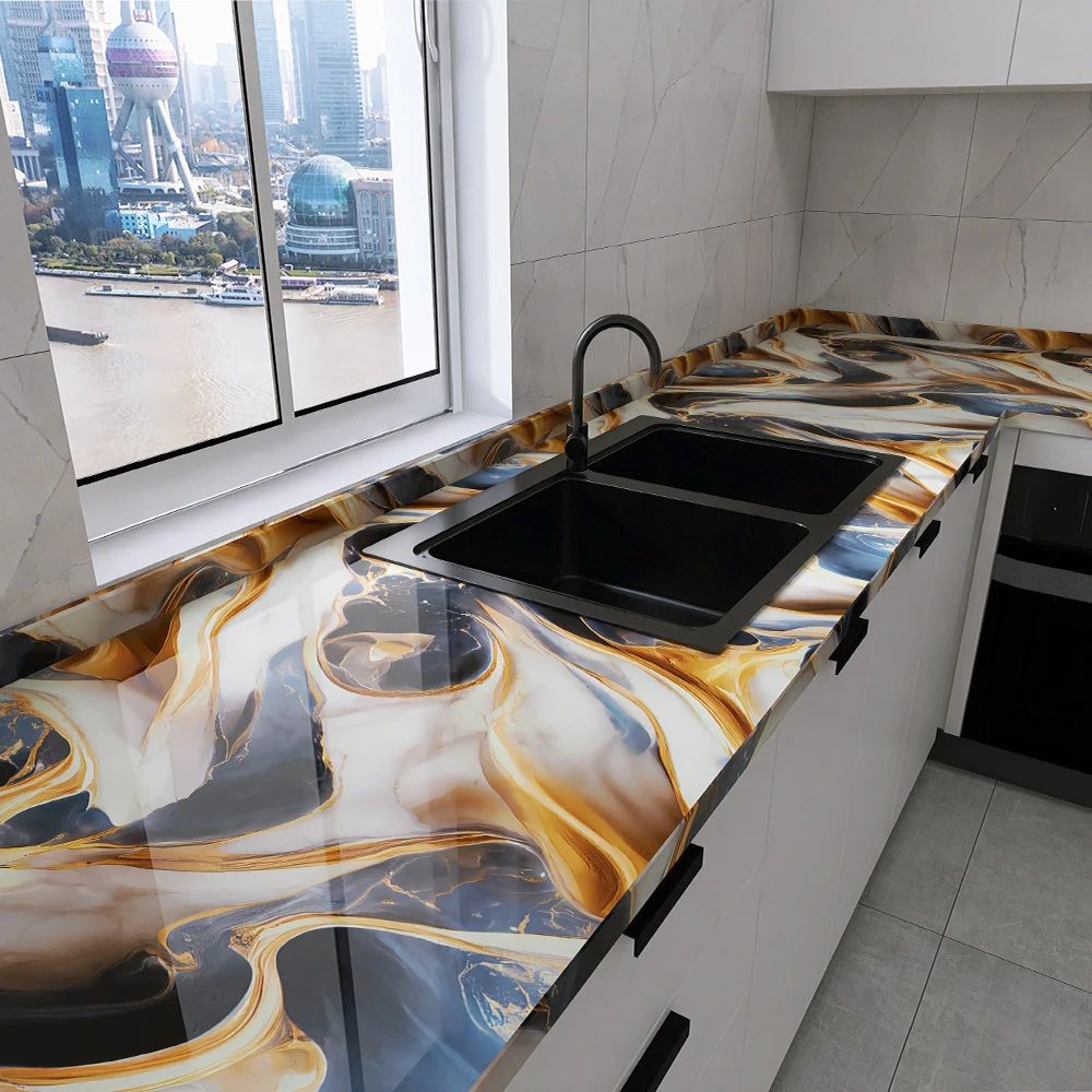 Marble Self Adhesive Kitchen Countertop Film 14