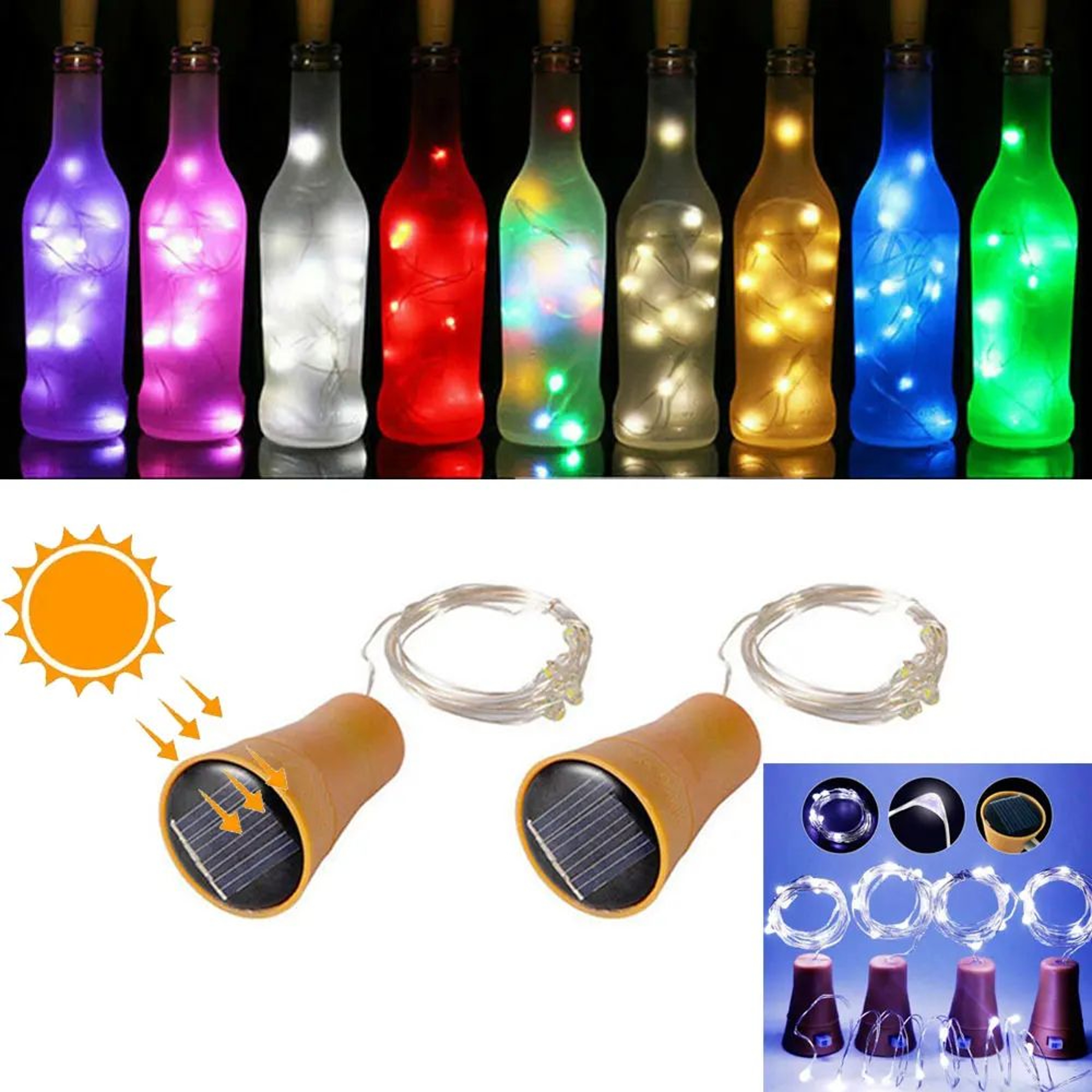 Solar Wine Bottle Cork Fairy Lights 0