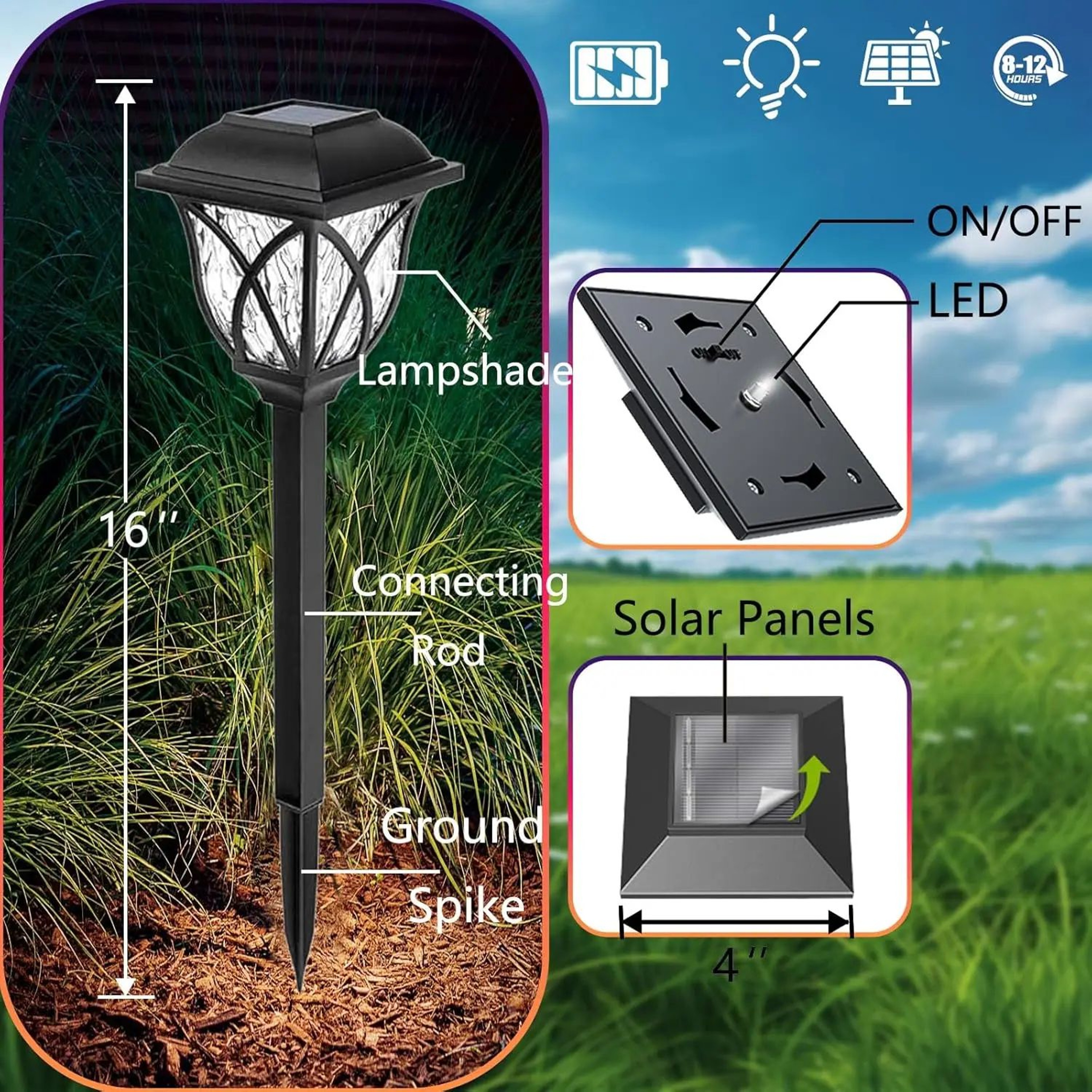 Bright Waterproof Solar Pathway Yard Lights 5