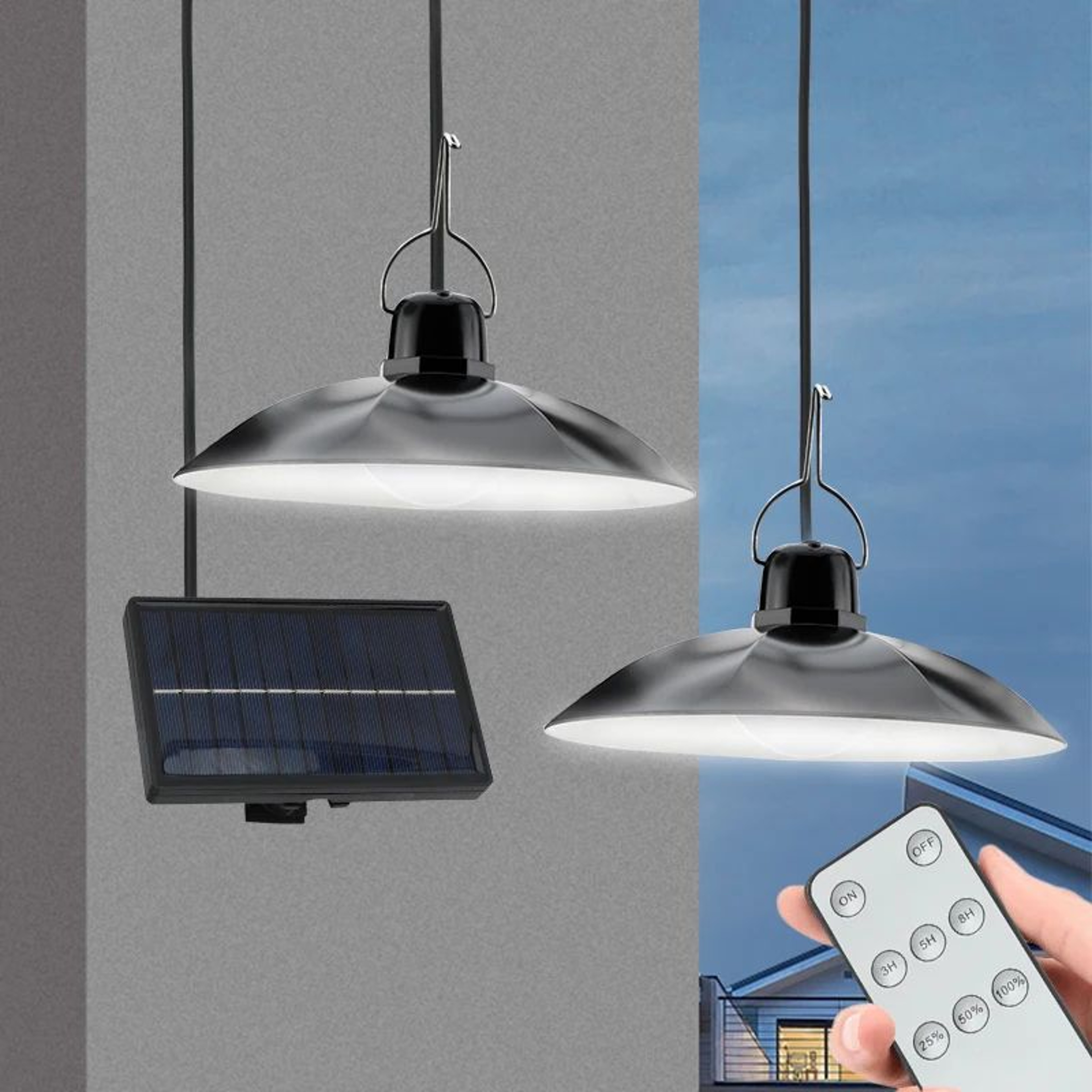 Solar LED Pendant Light With Remote Control 0