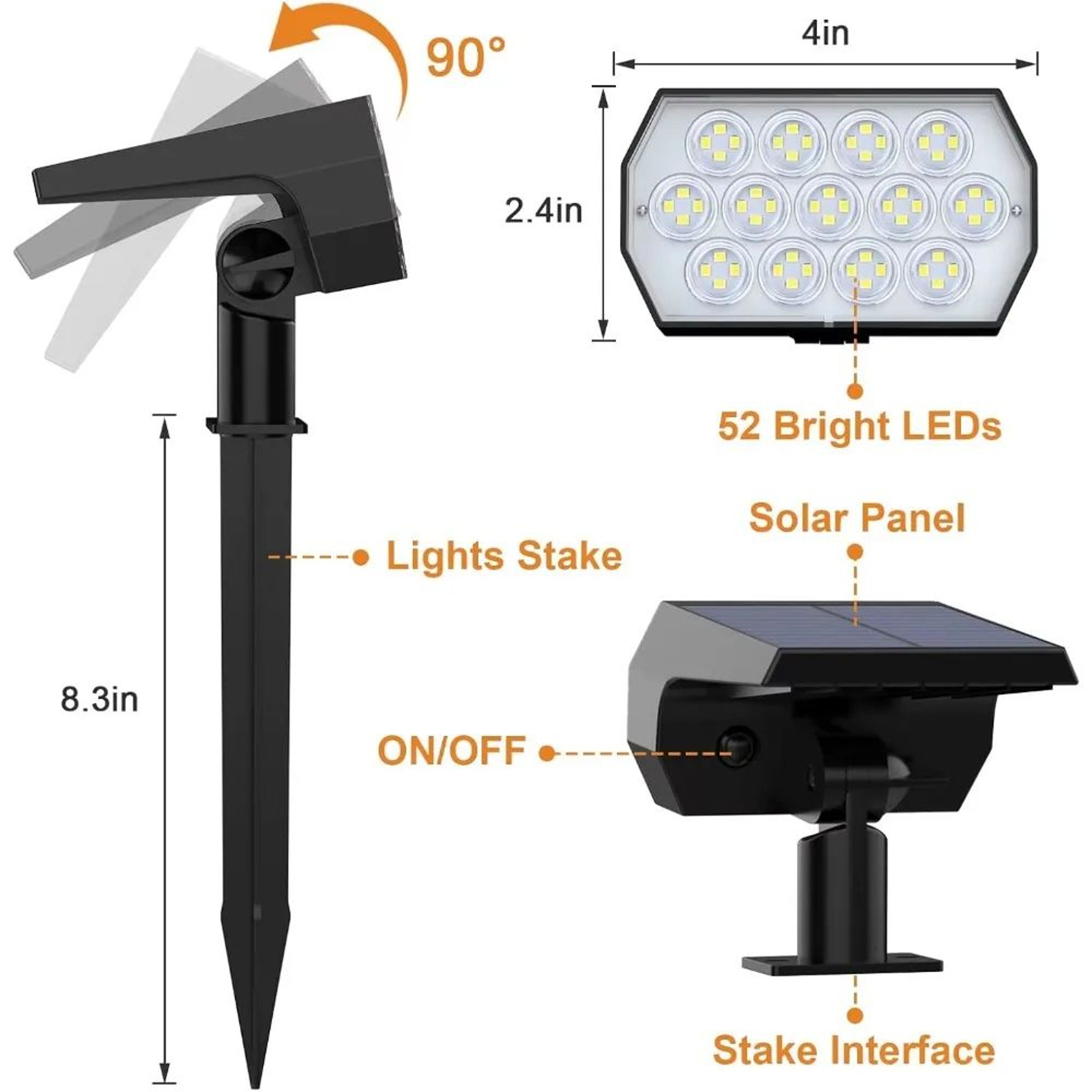 SuperBright 52 LED Solar Landscape Spotlights 5
