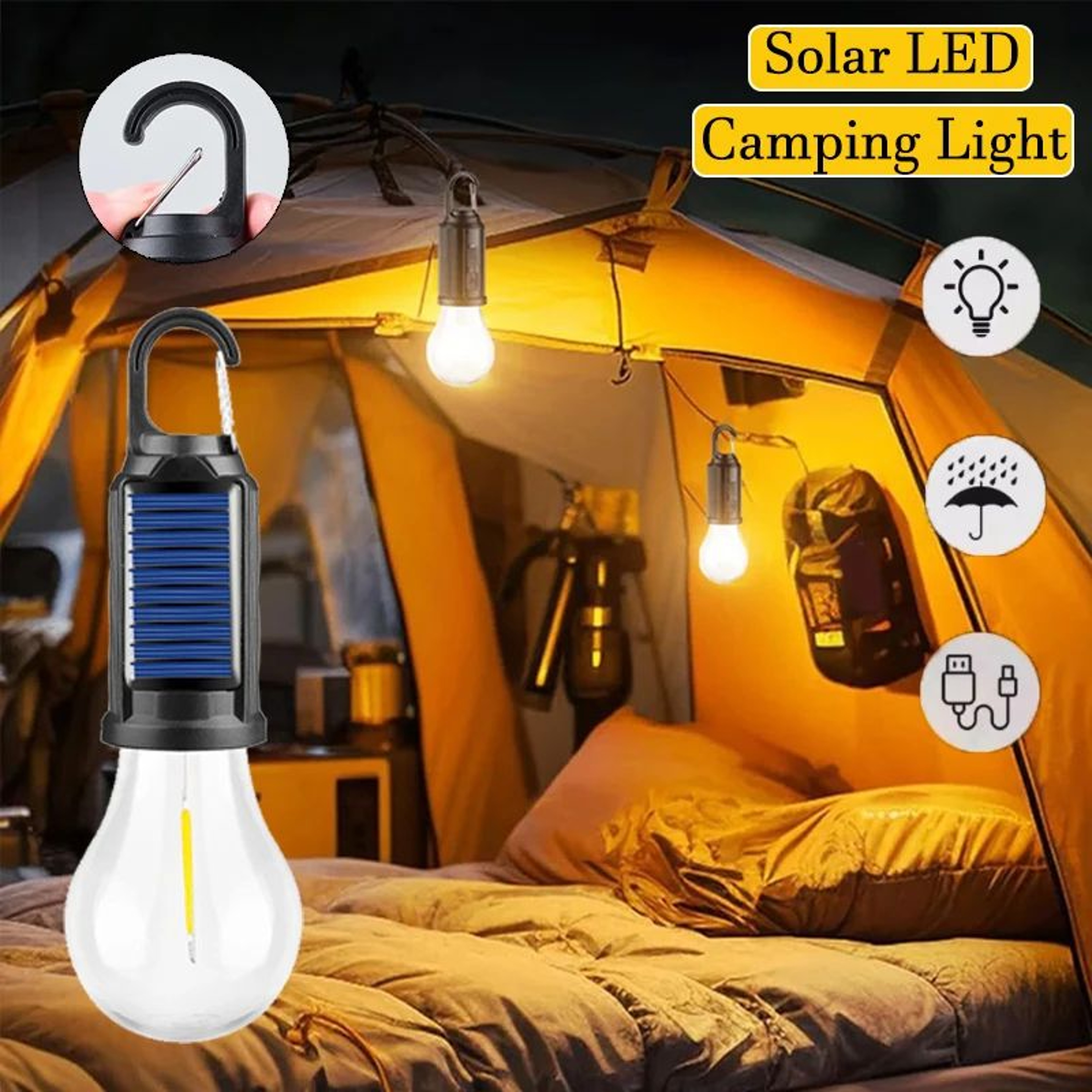 Rechargeable Solar LED Camping Bulb Light 0