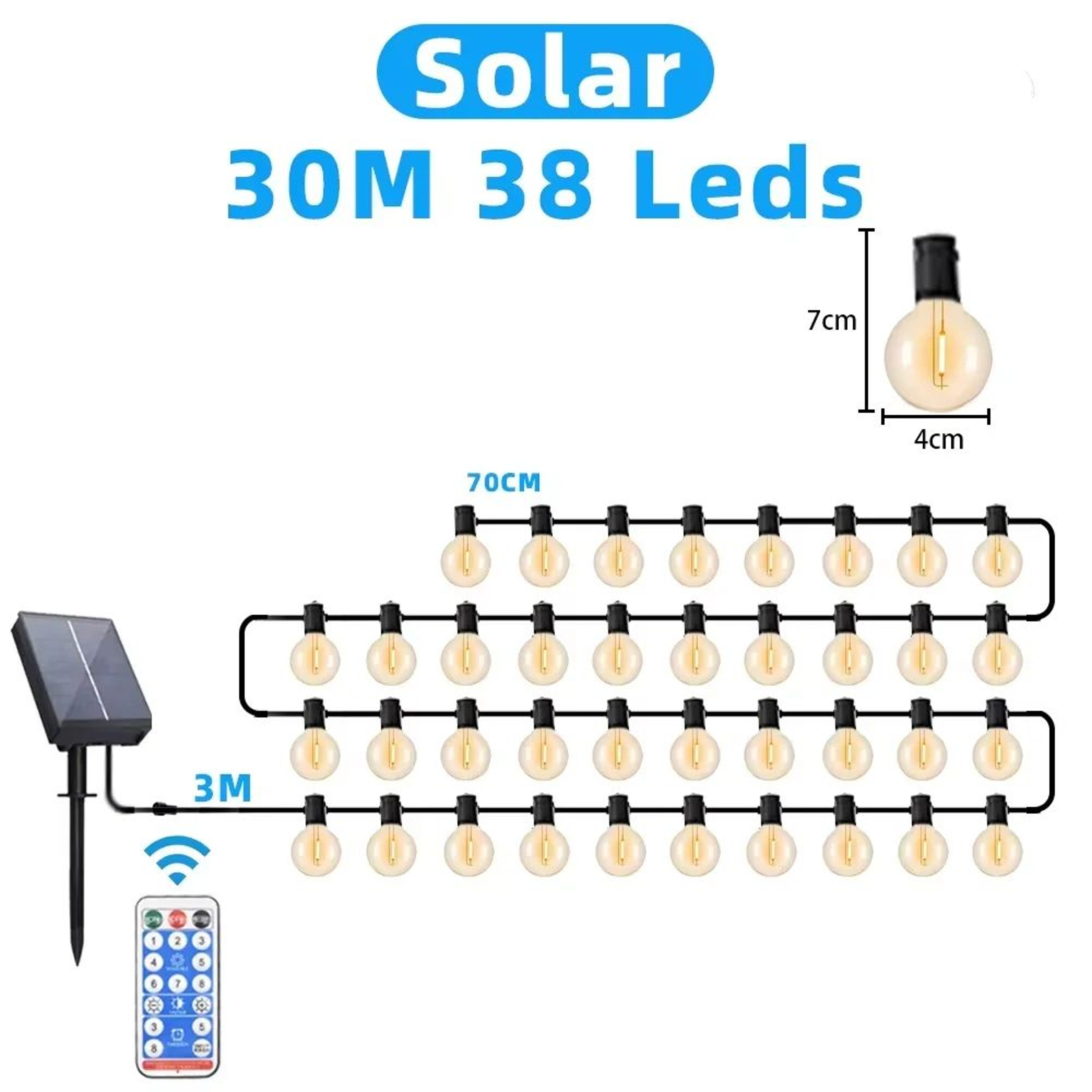 Outdoor Solar G40 LED String Lights 8