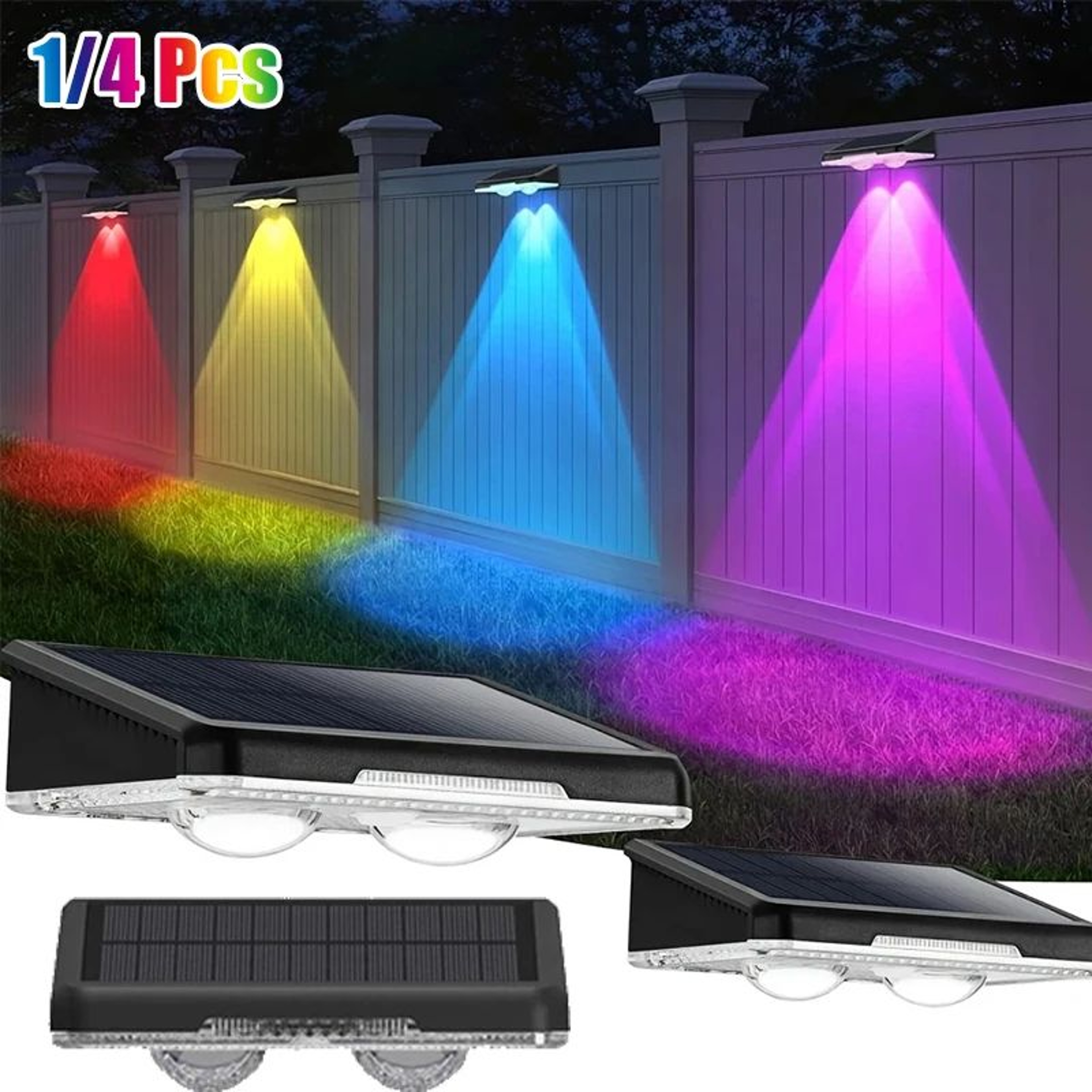 Color Changing Solar LED Fence Lights 0