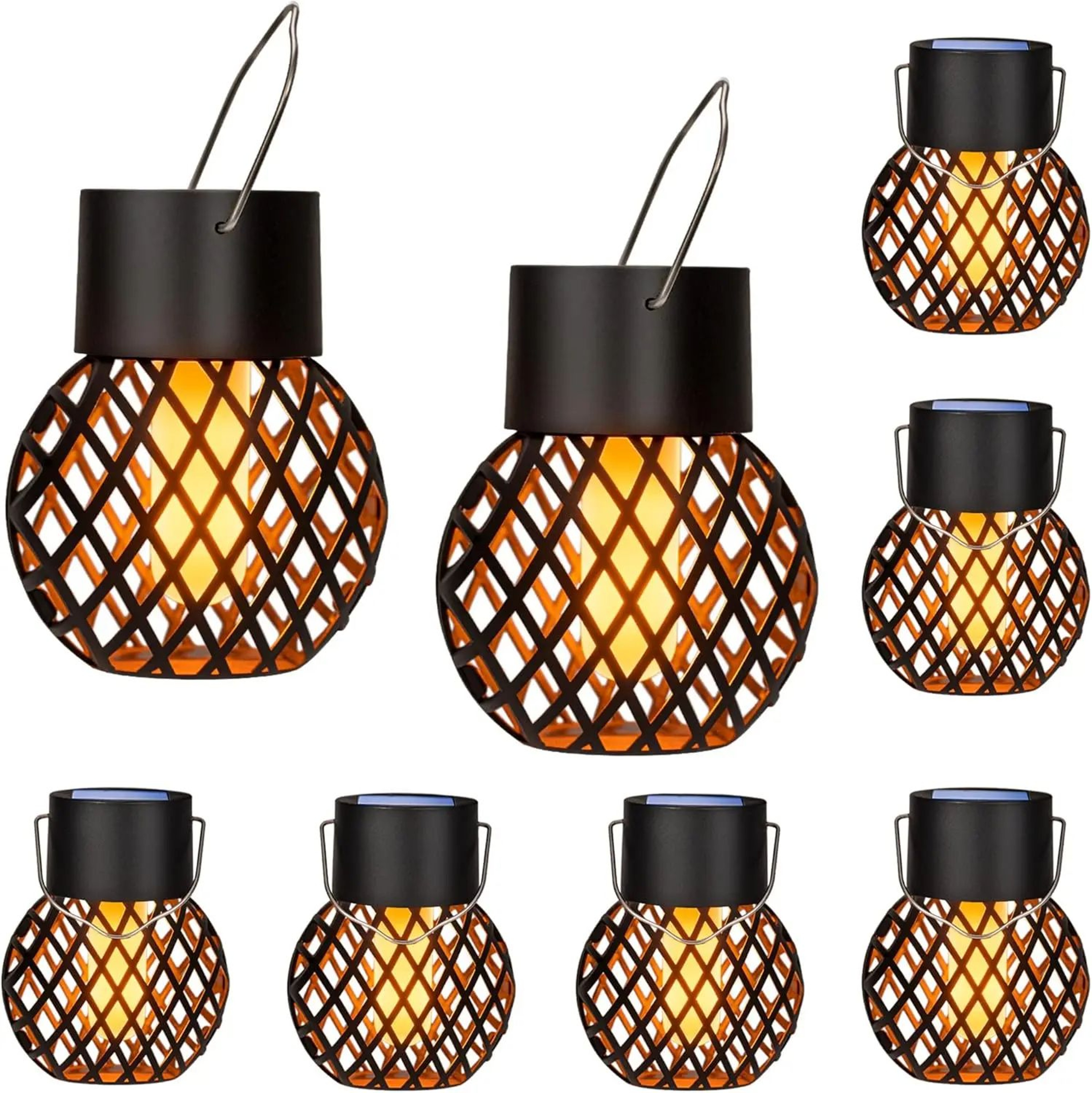 Solar LED Flame Effect Hanging Lantern 12