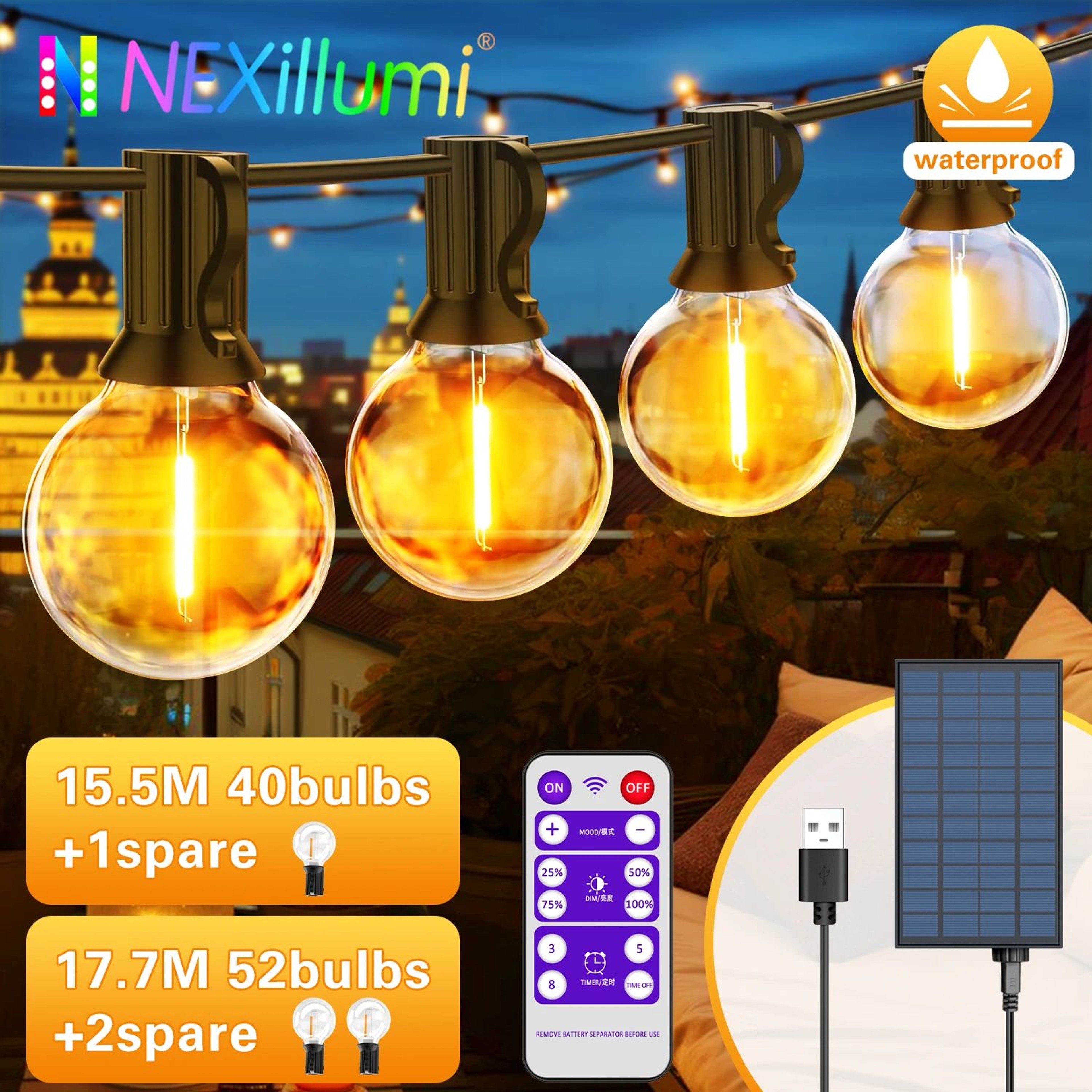 Solar G40 Patio String Lights 0