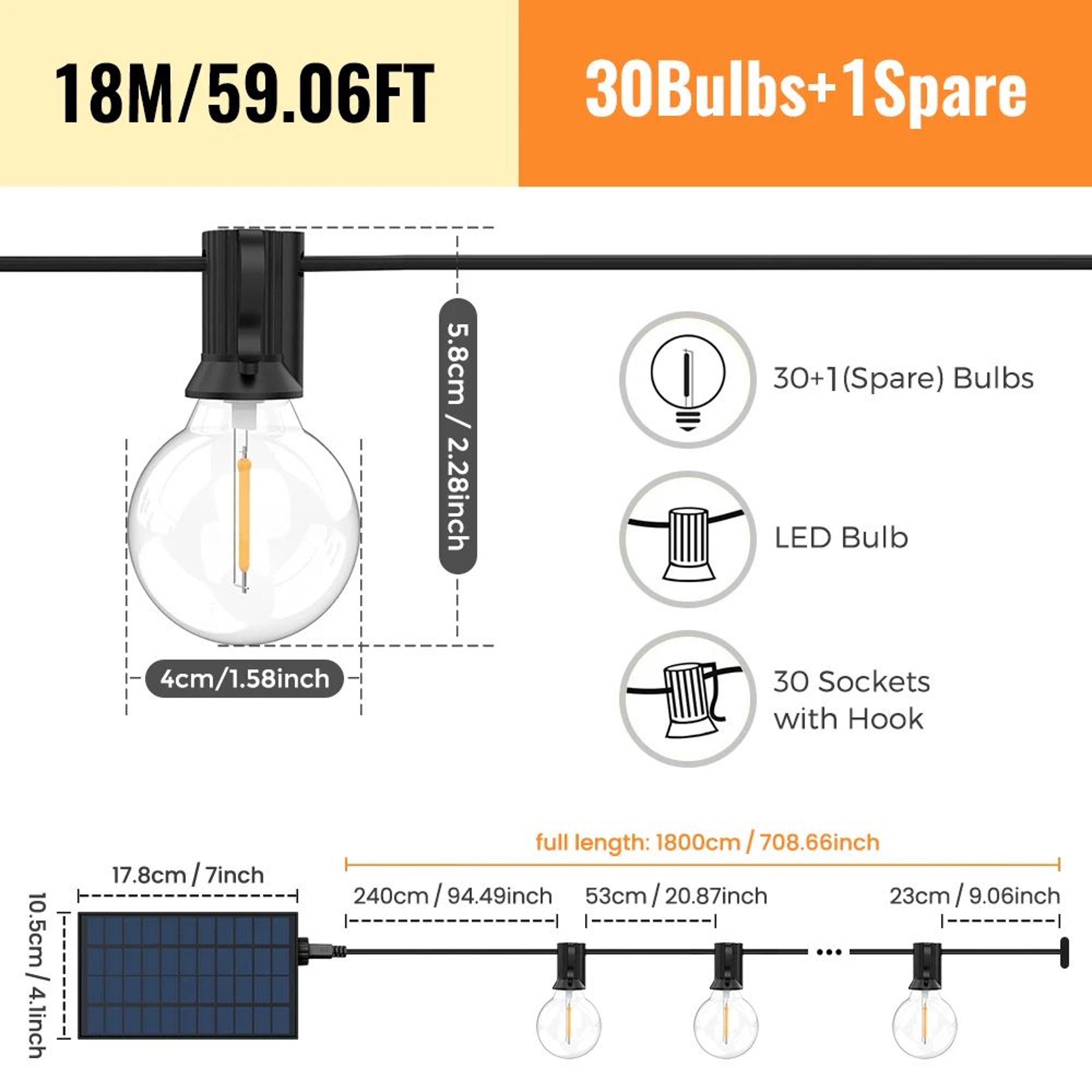 Solar G40 Patio String Lights 19