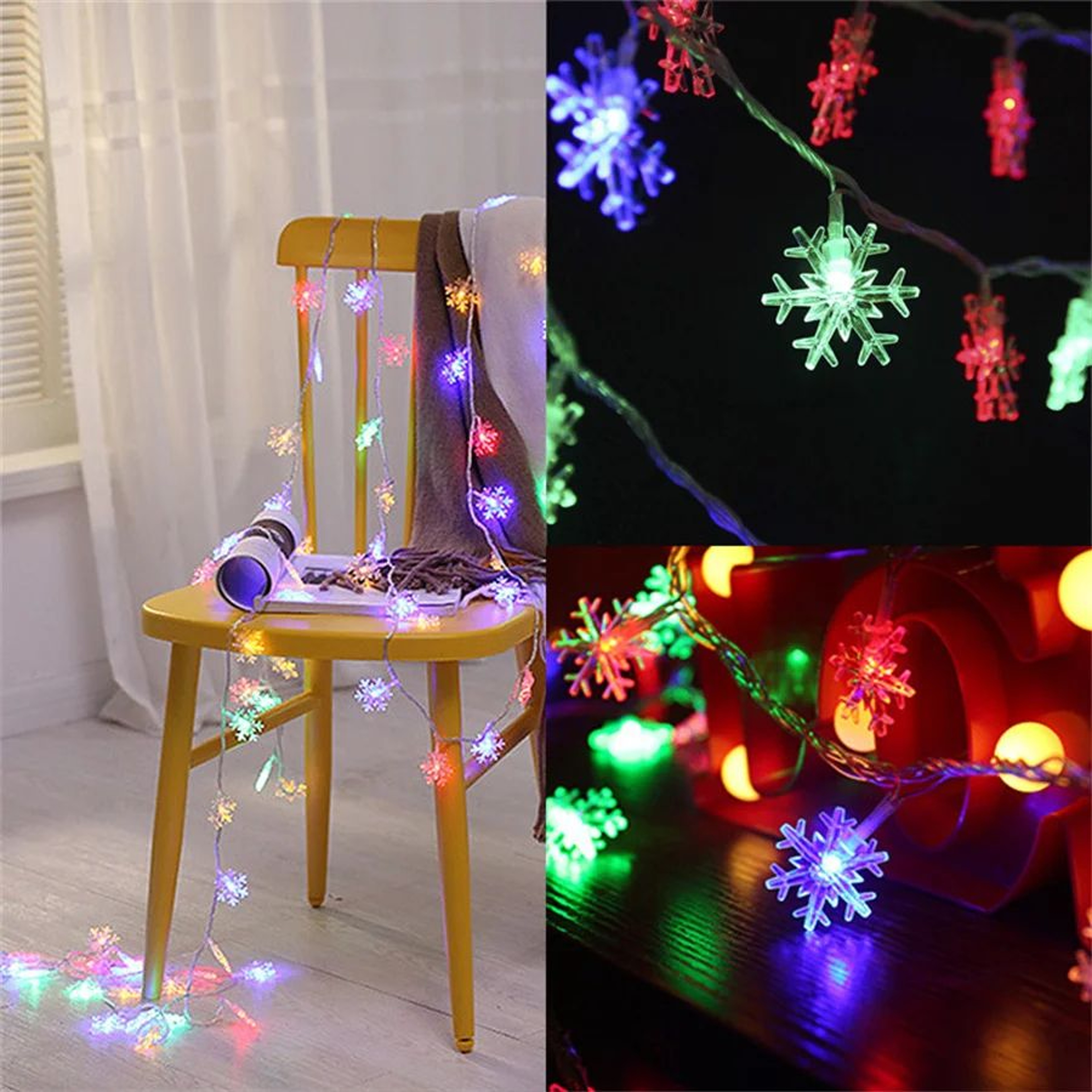 LED Snowflake Christmas String Fairy Lights 3
