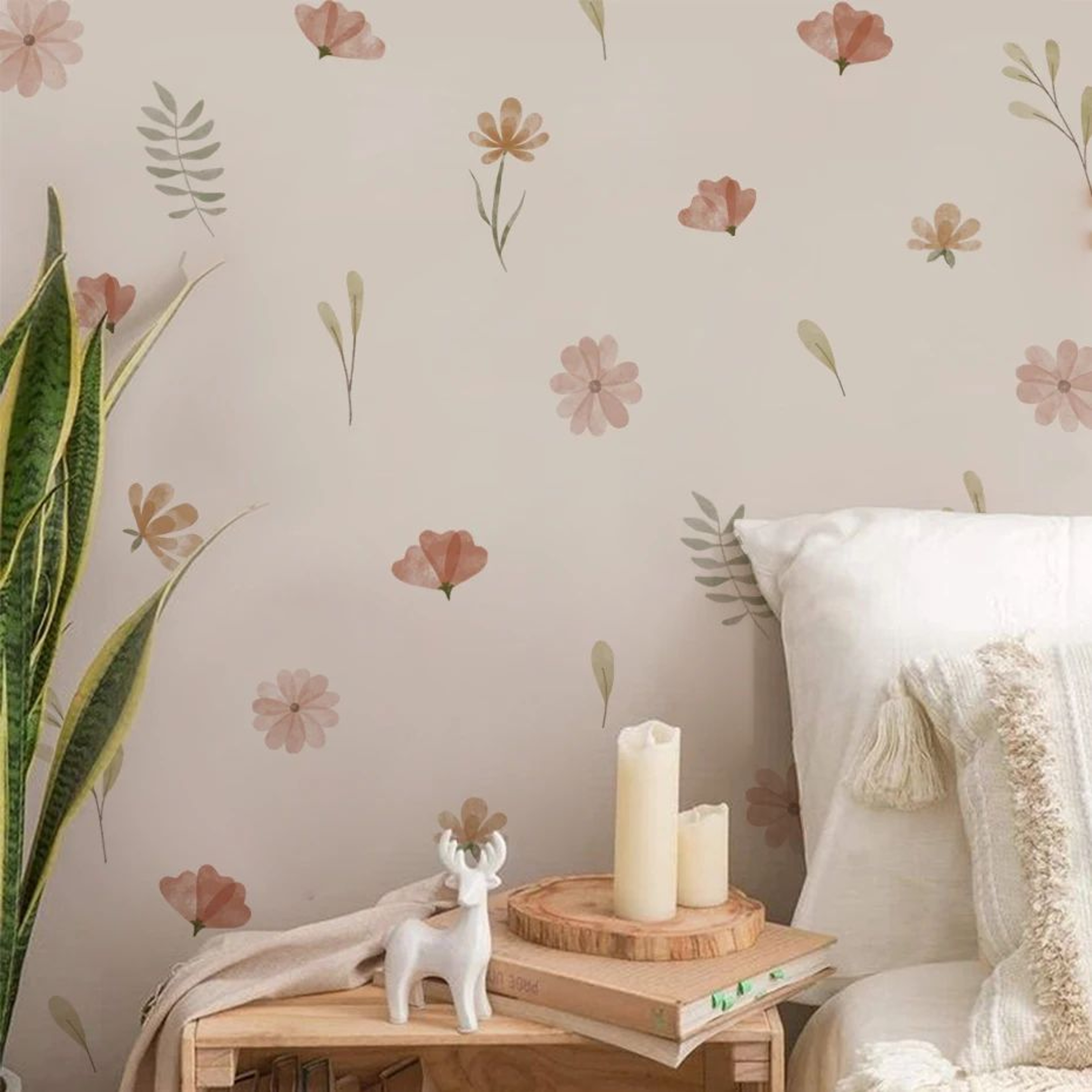 Boho Watercolor Floral Wall Decals 1