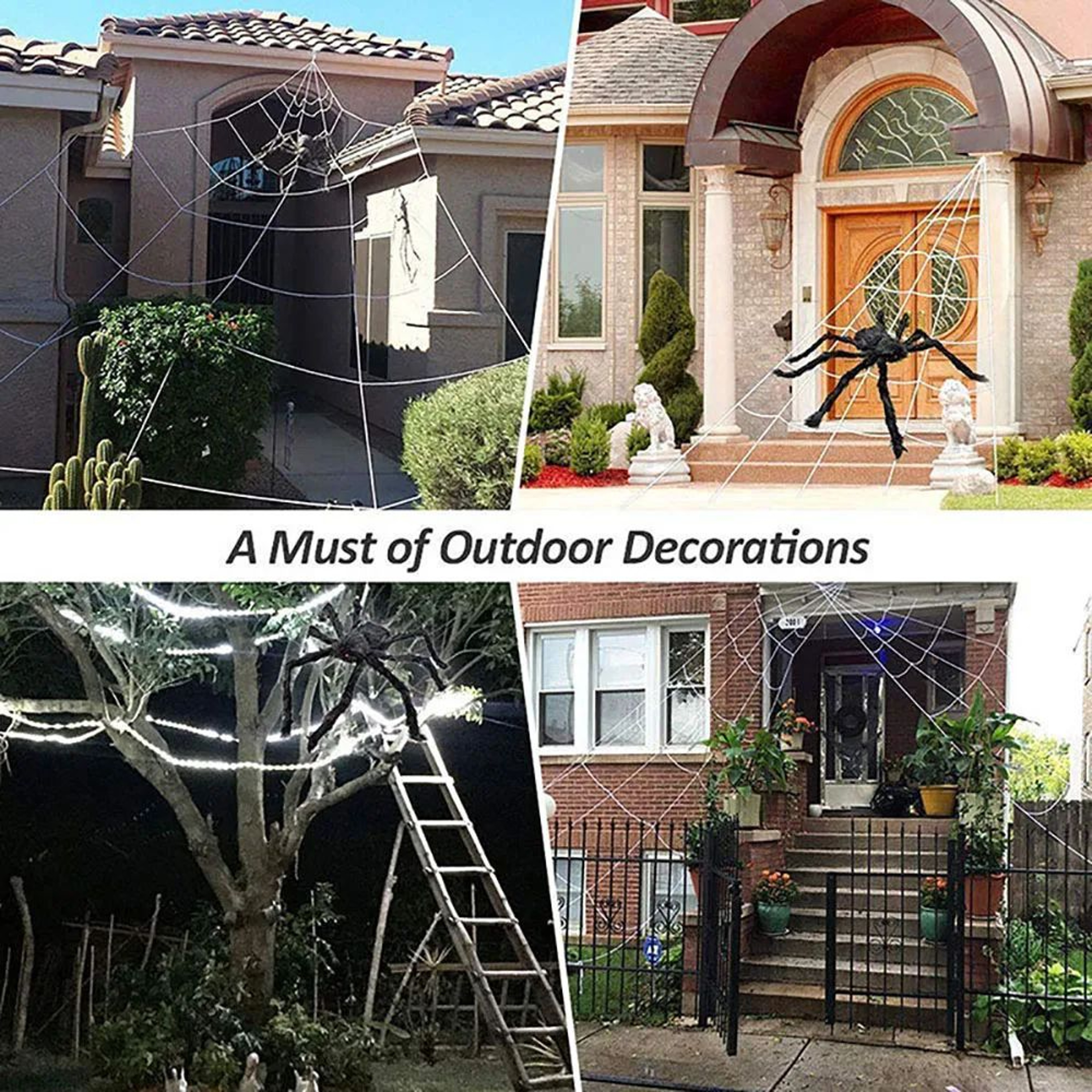 Giant Halloween Triangle Spider Web Yard Decoration 2