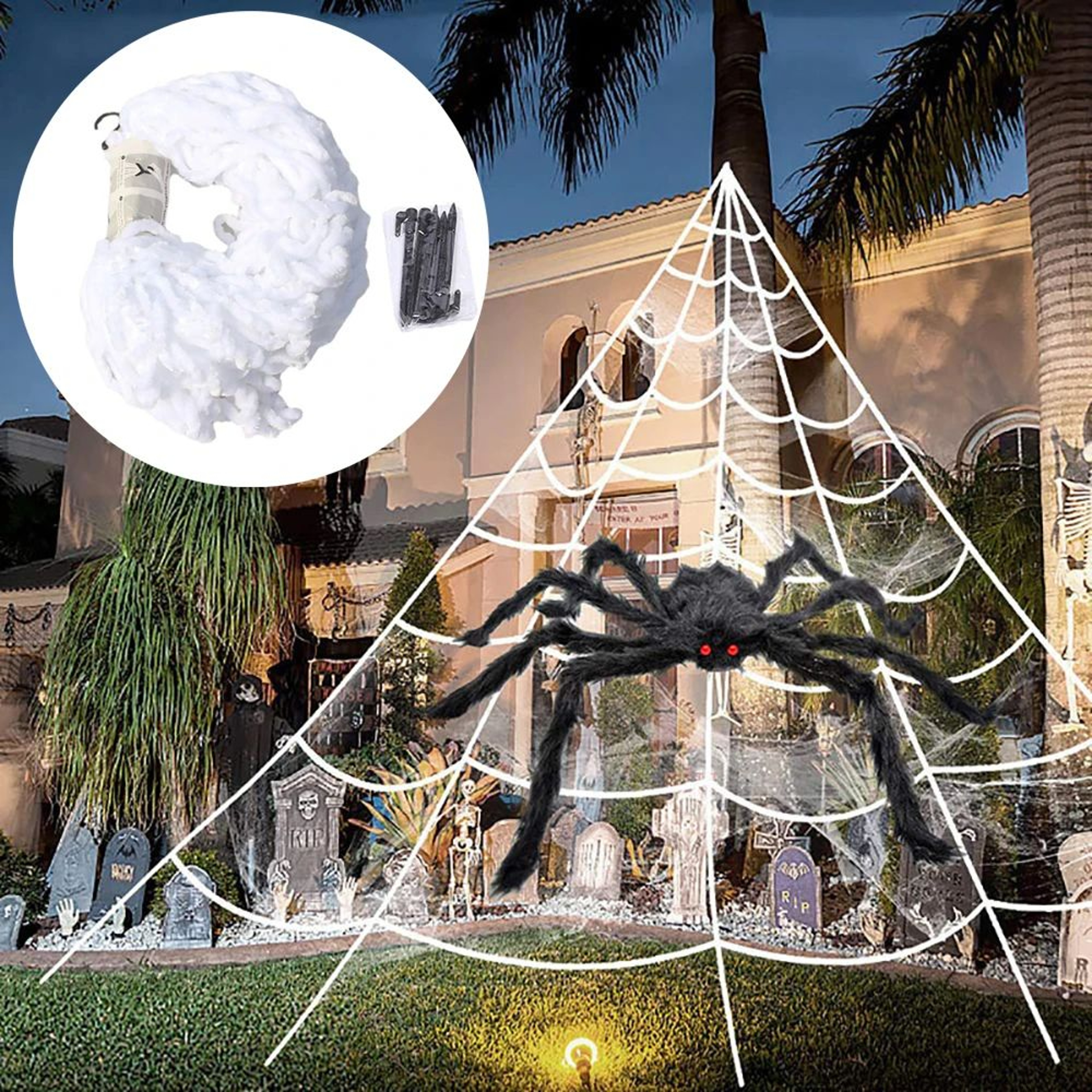 Giant Halloween Triangle Spider Web Yard Decoration 6