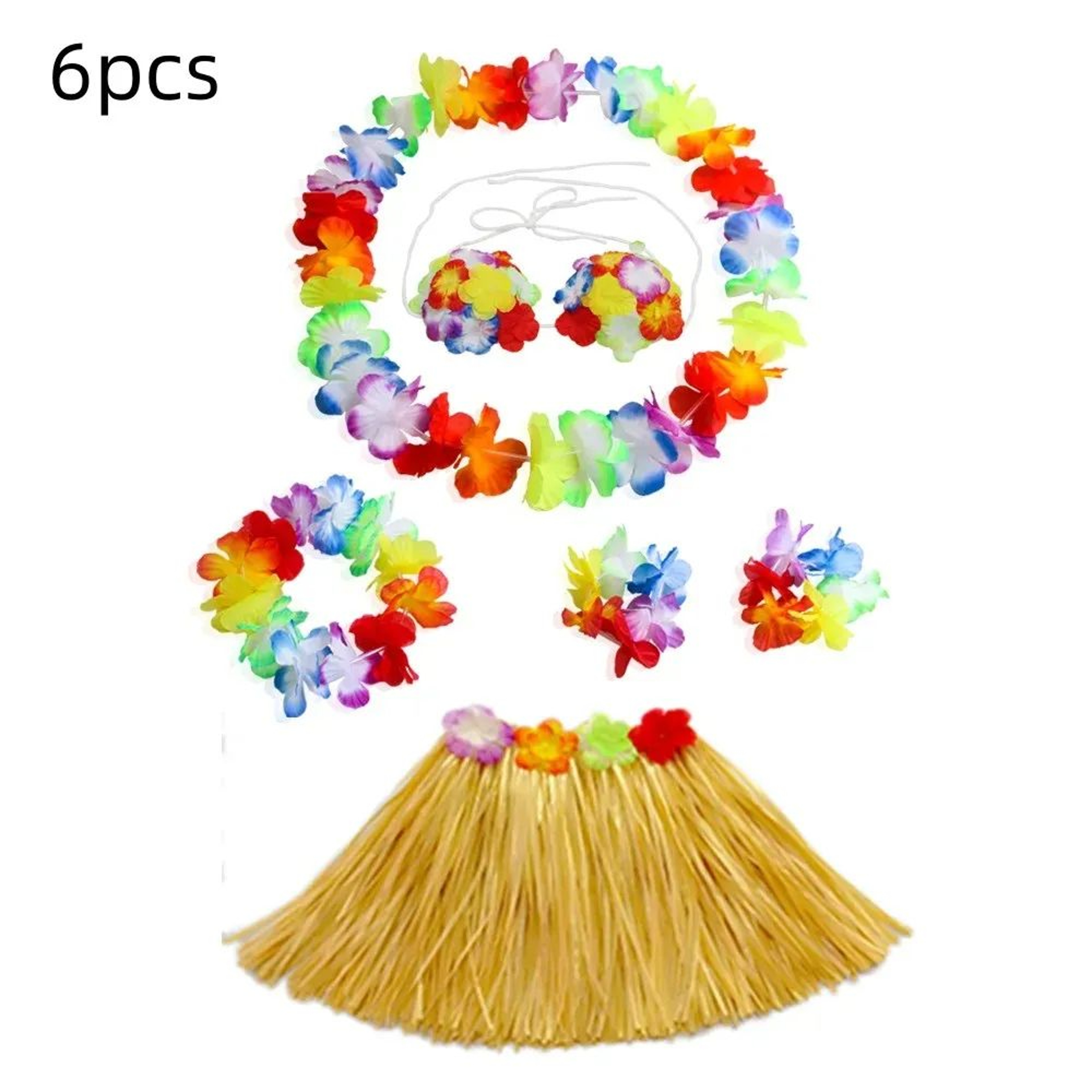 Kids Hawaiian Luau Grass Skirt Costume Set 1
