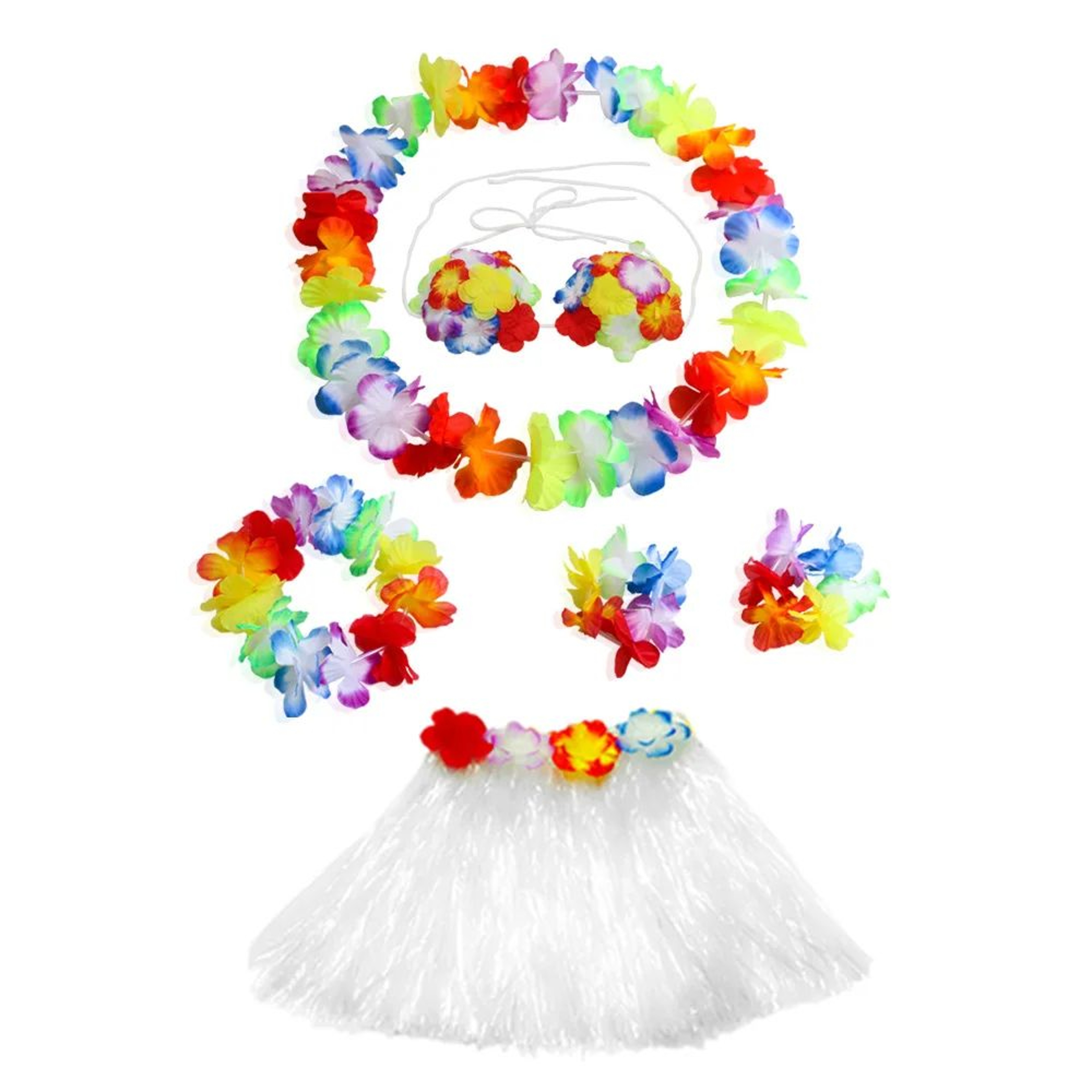Kids Hawaiian Luau Grass Skirt Costume Set 8