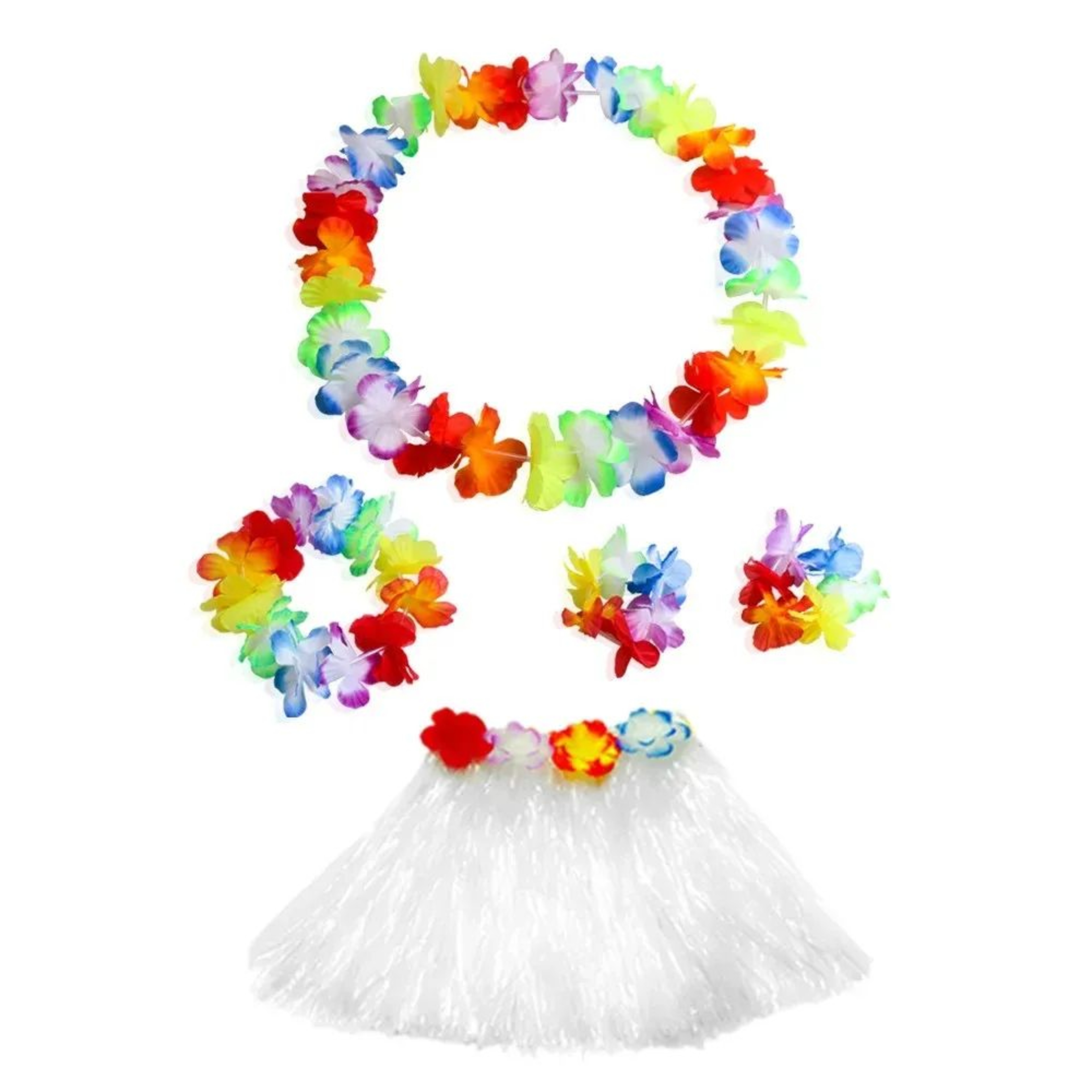Kids Hawaiian Luau Grass Skirt Costume Set 12