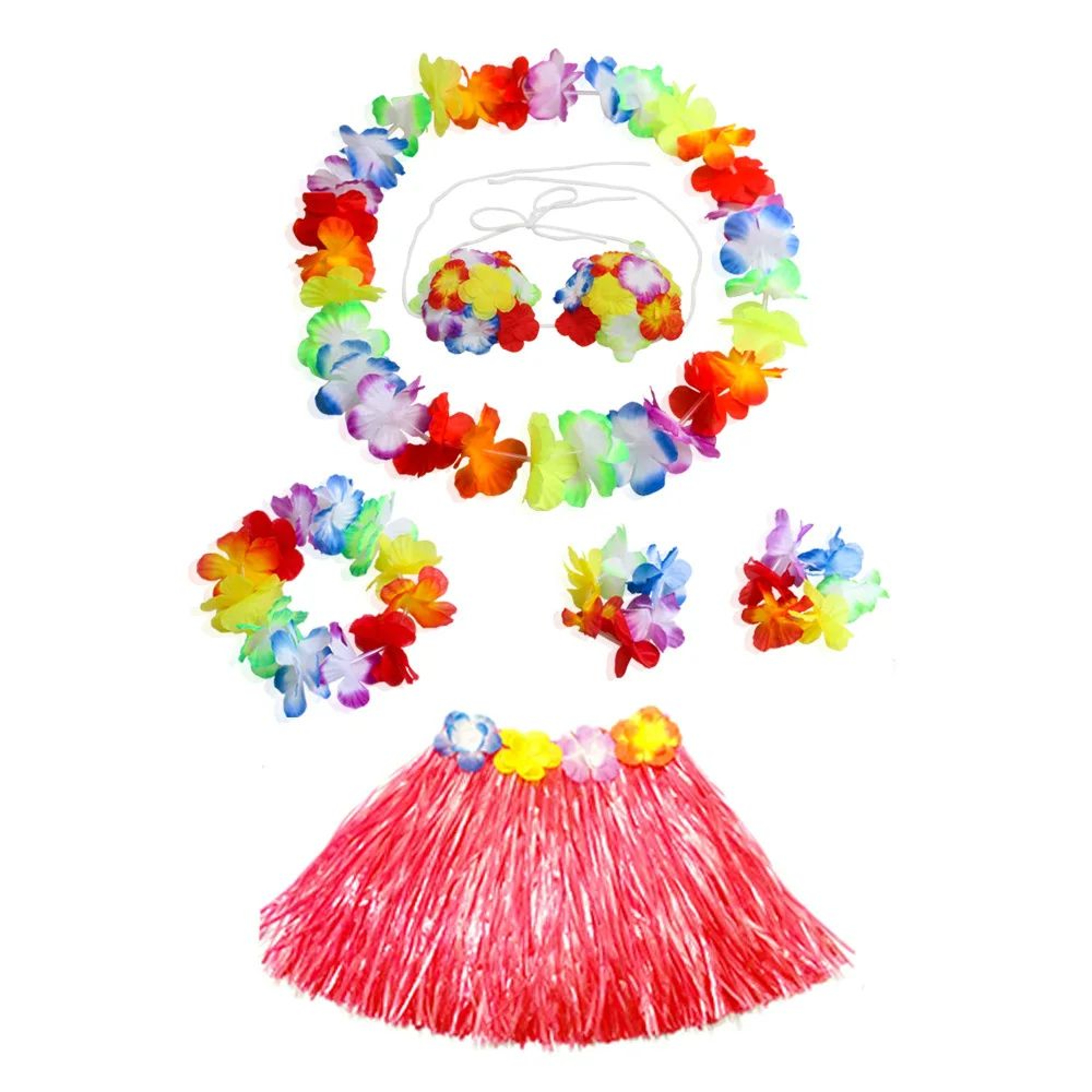 Kids Hawaiian Luau Grass Skirt Costume Set 17