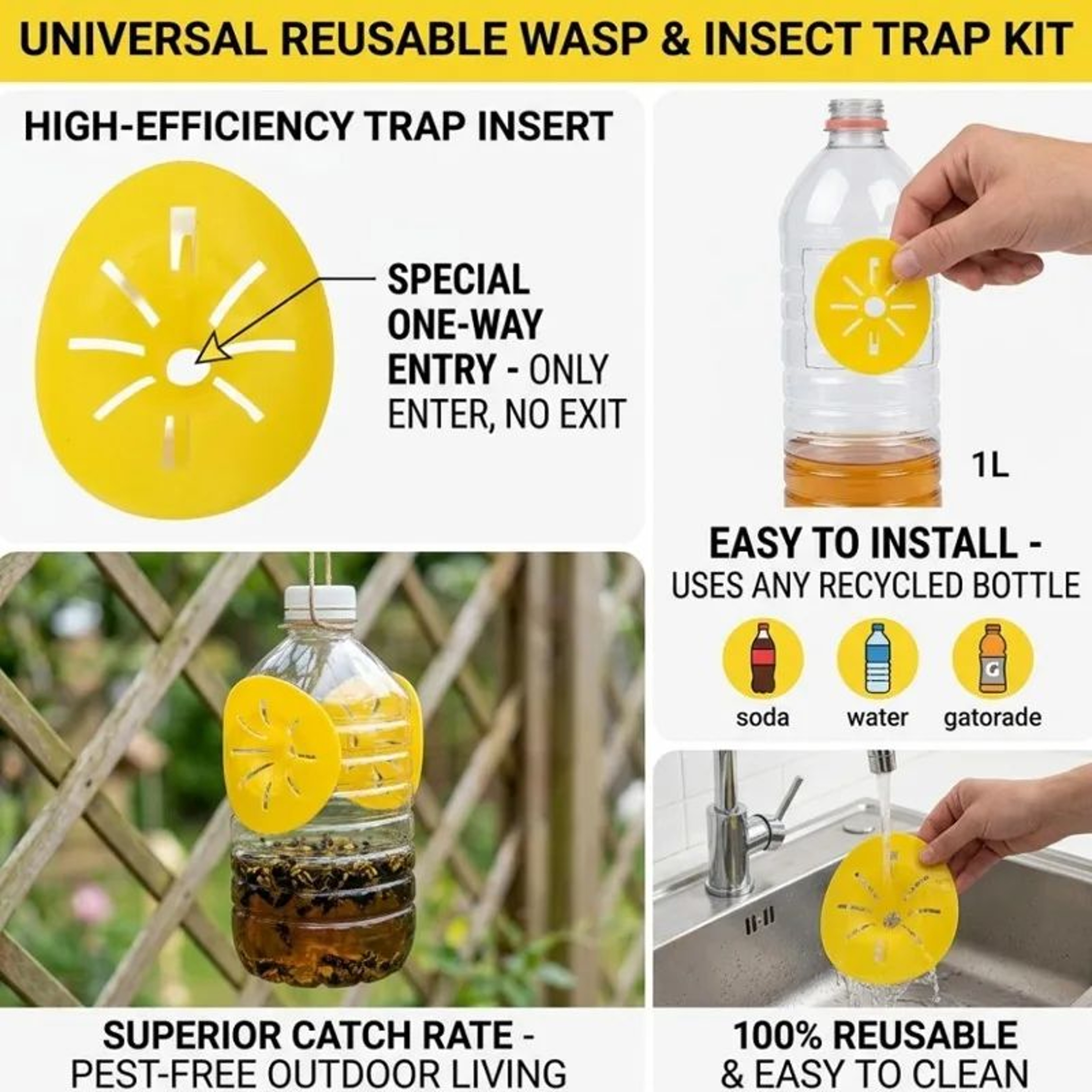 Reusable Wasp Trap Funnel Bottle Catchers 2