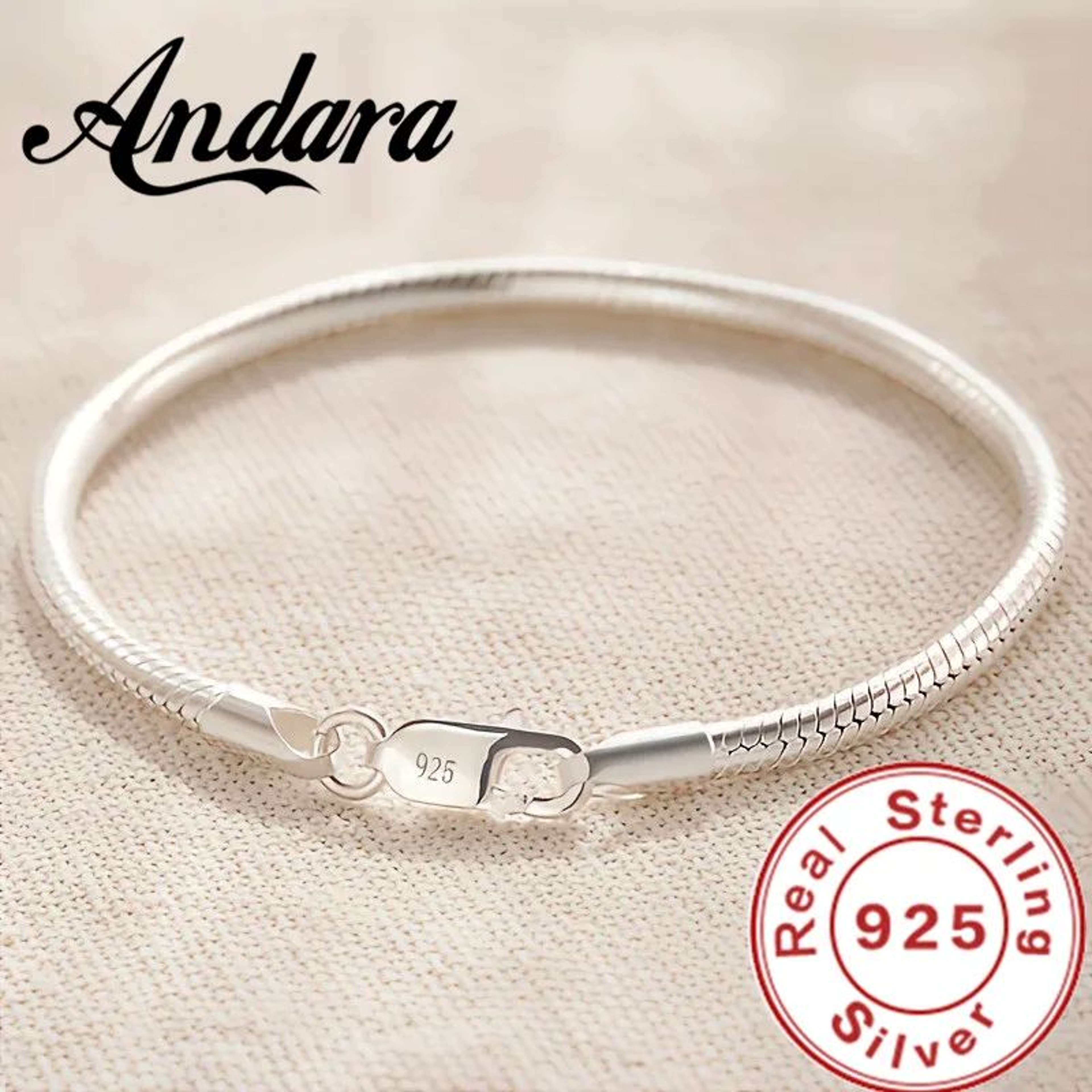 925 Sterling Silver Snake Chain Bracelet 0