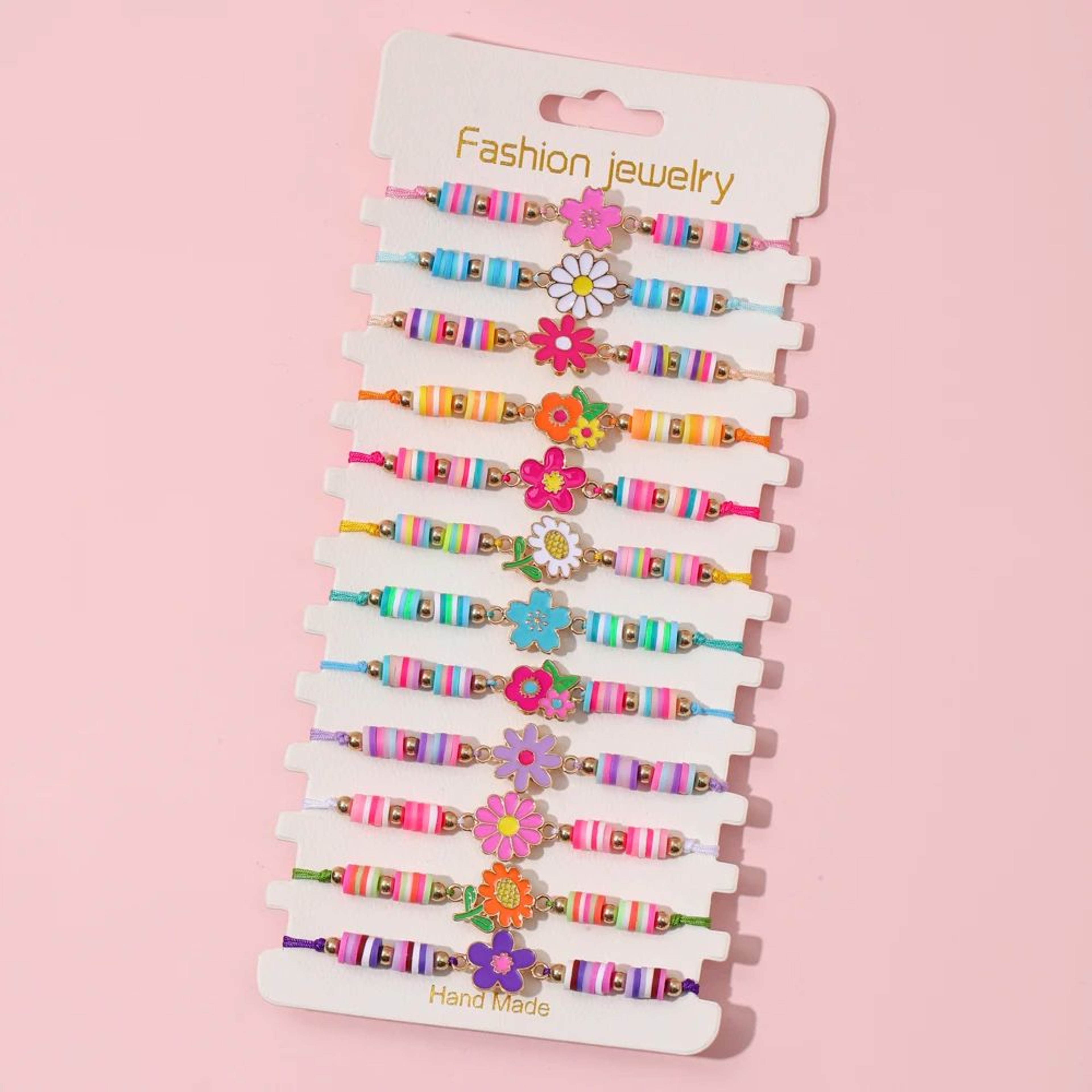 12 Piece Flower Fruit Charm Rope Bracelet Set 0