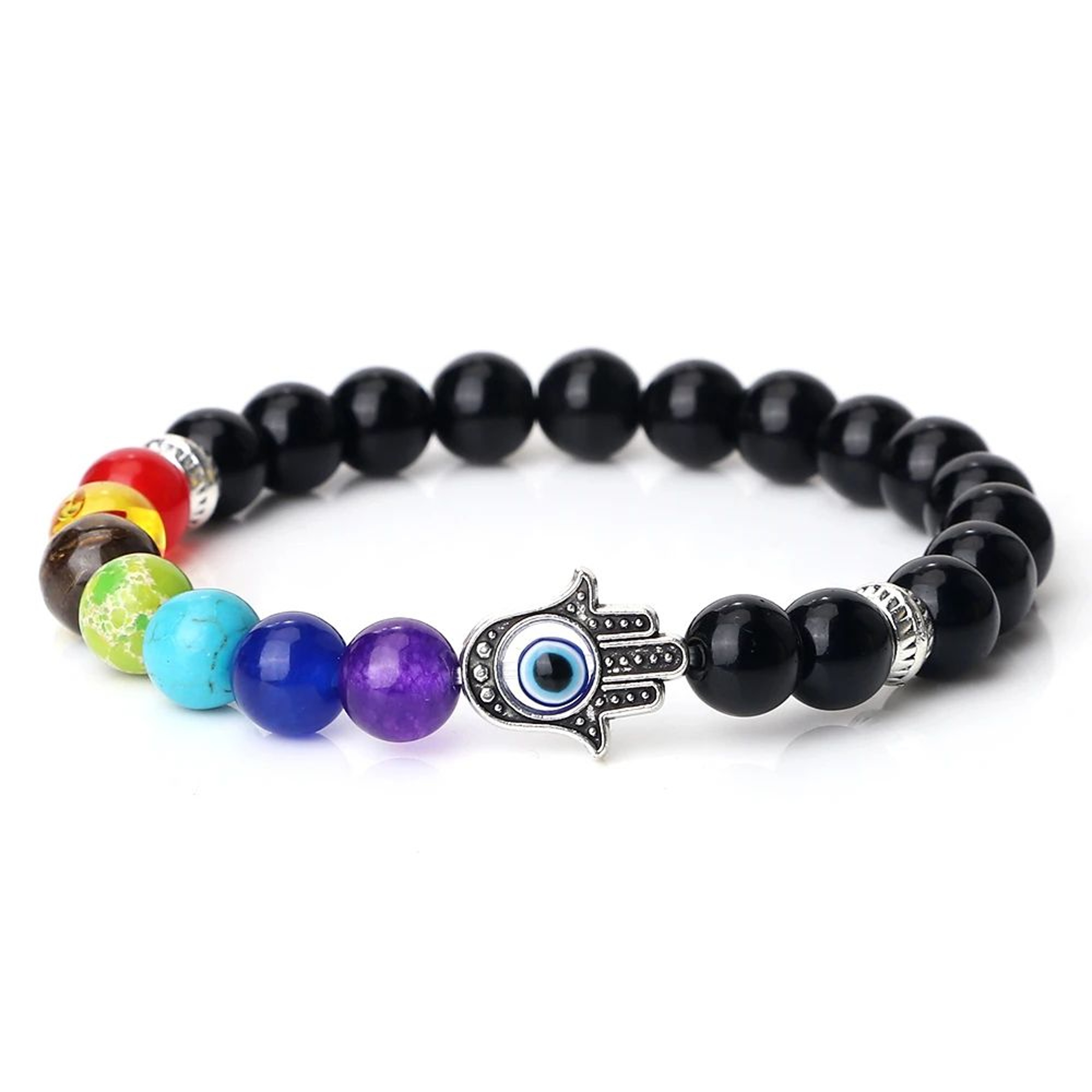 Seven Chakra Natural Stone Evil Eye Bracelet 9