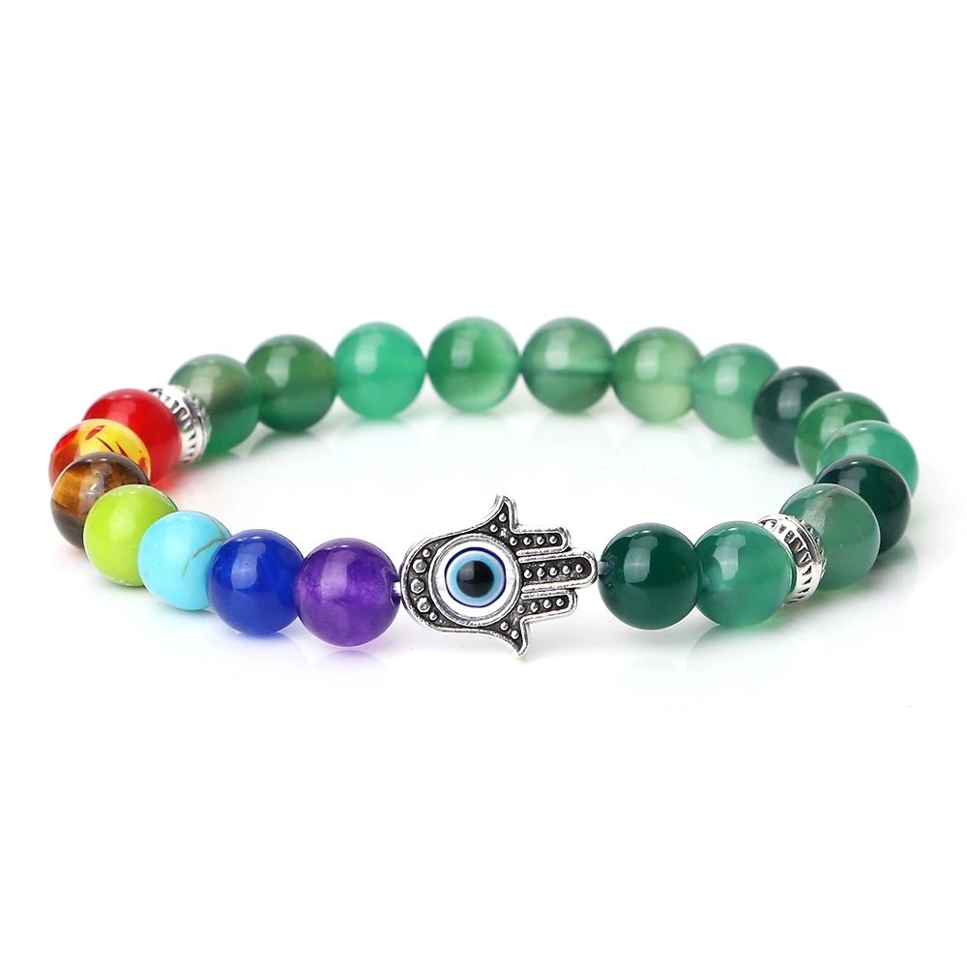 Seven Chakra Natural Stone Evil Eye Bracelet 18