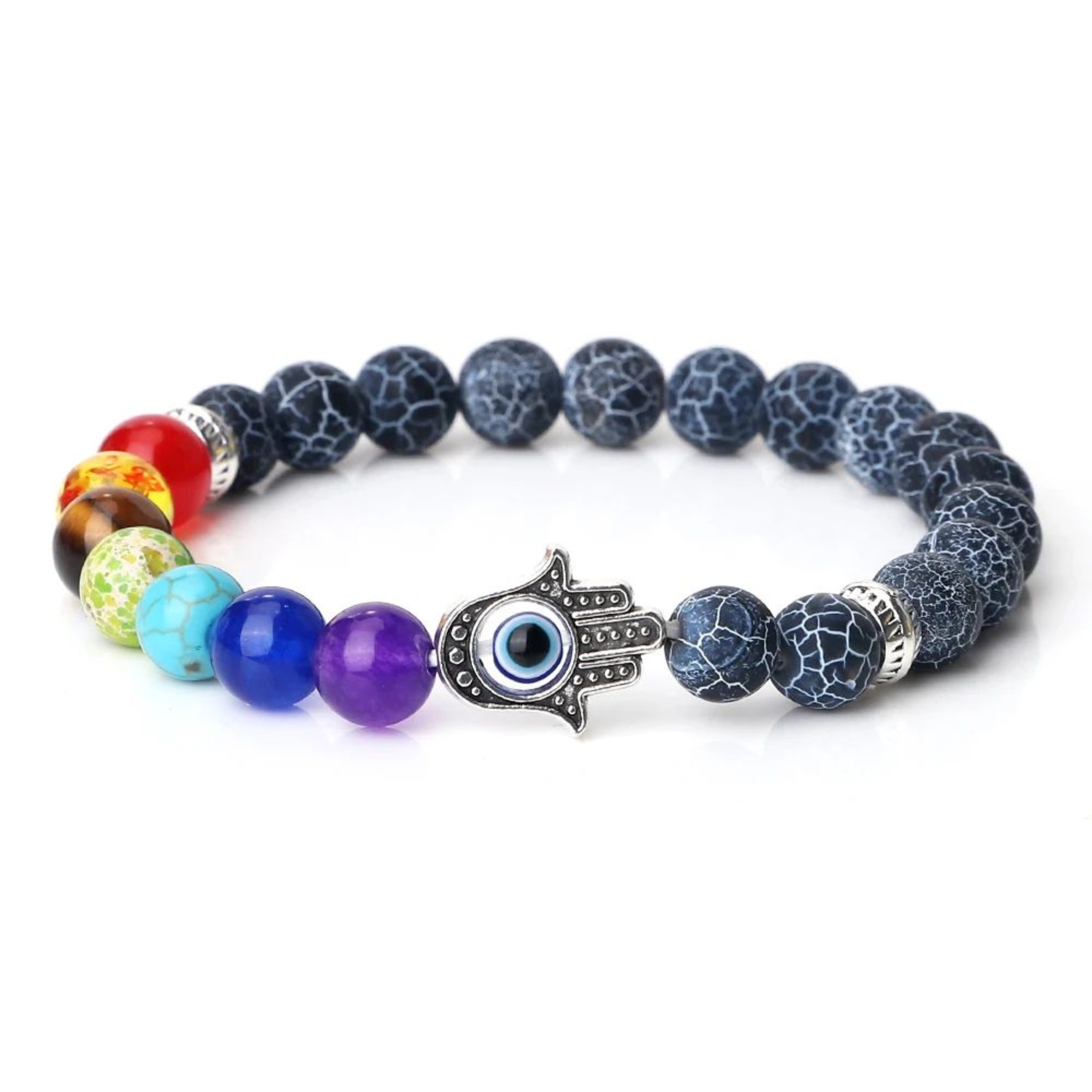 Seven Chakra Natural Stone Evil Eye Bracelet 20