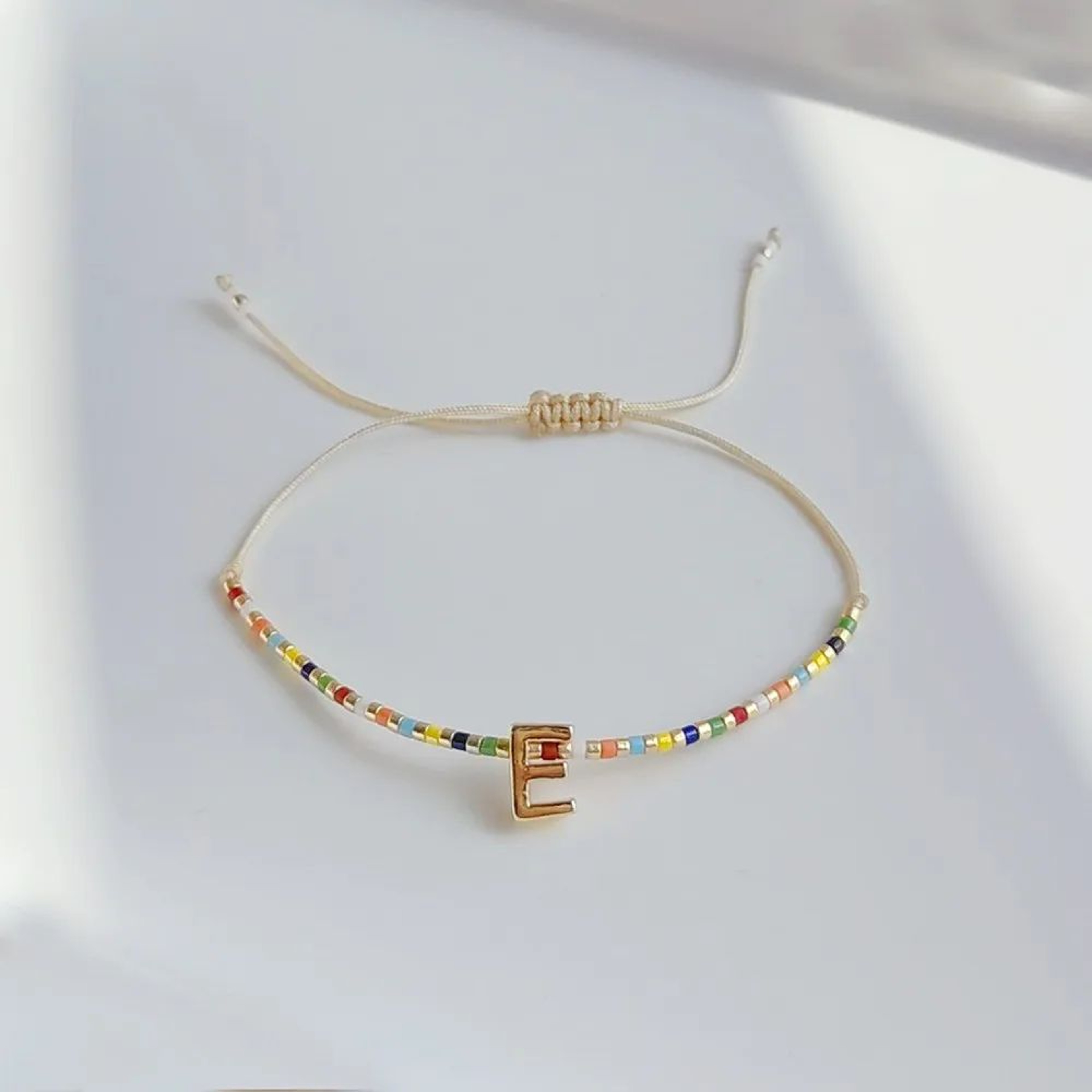 Personalized Initial Rainbow Beaded Bracelet 7