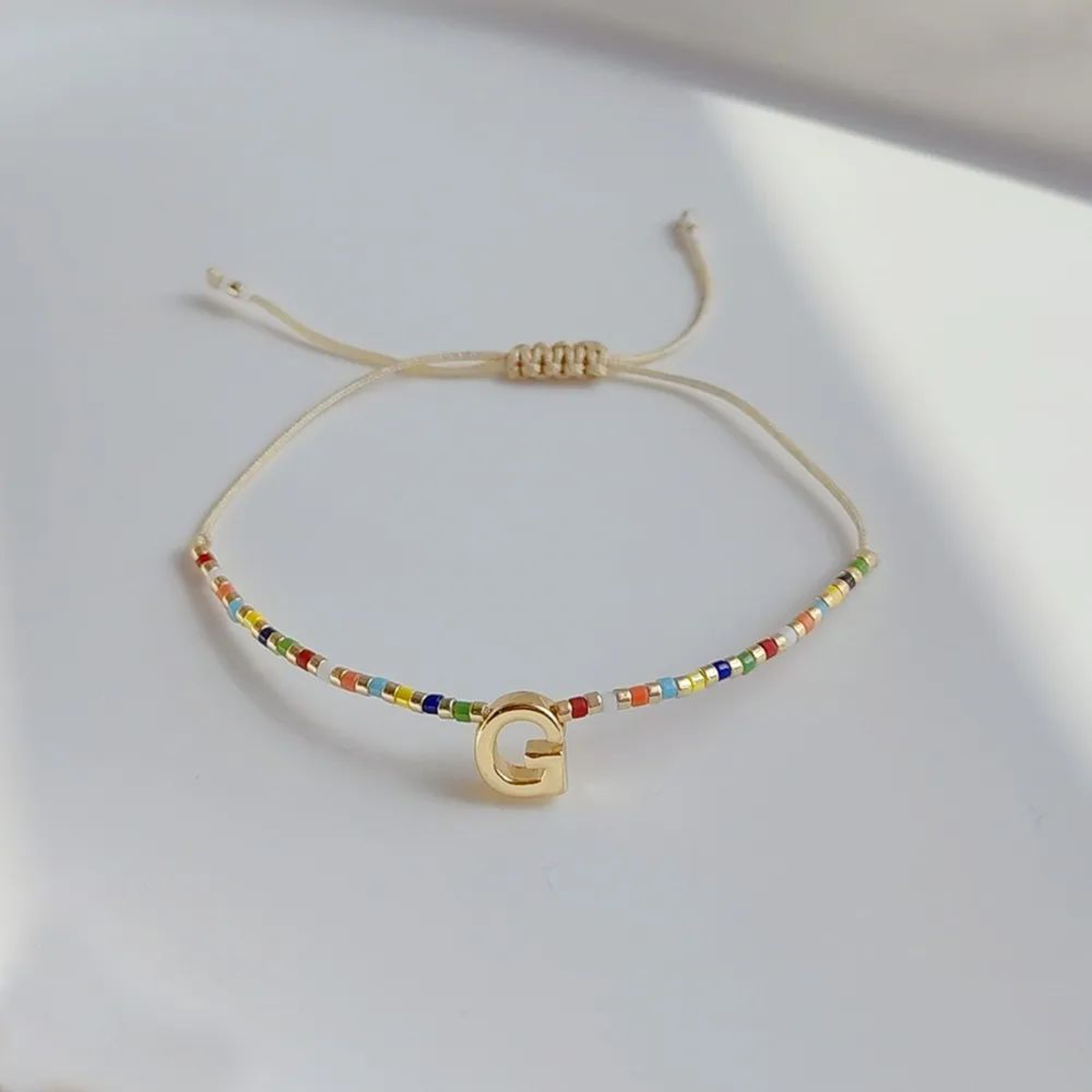 Personalized Initial Rainbow Beaded Bracelet 9