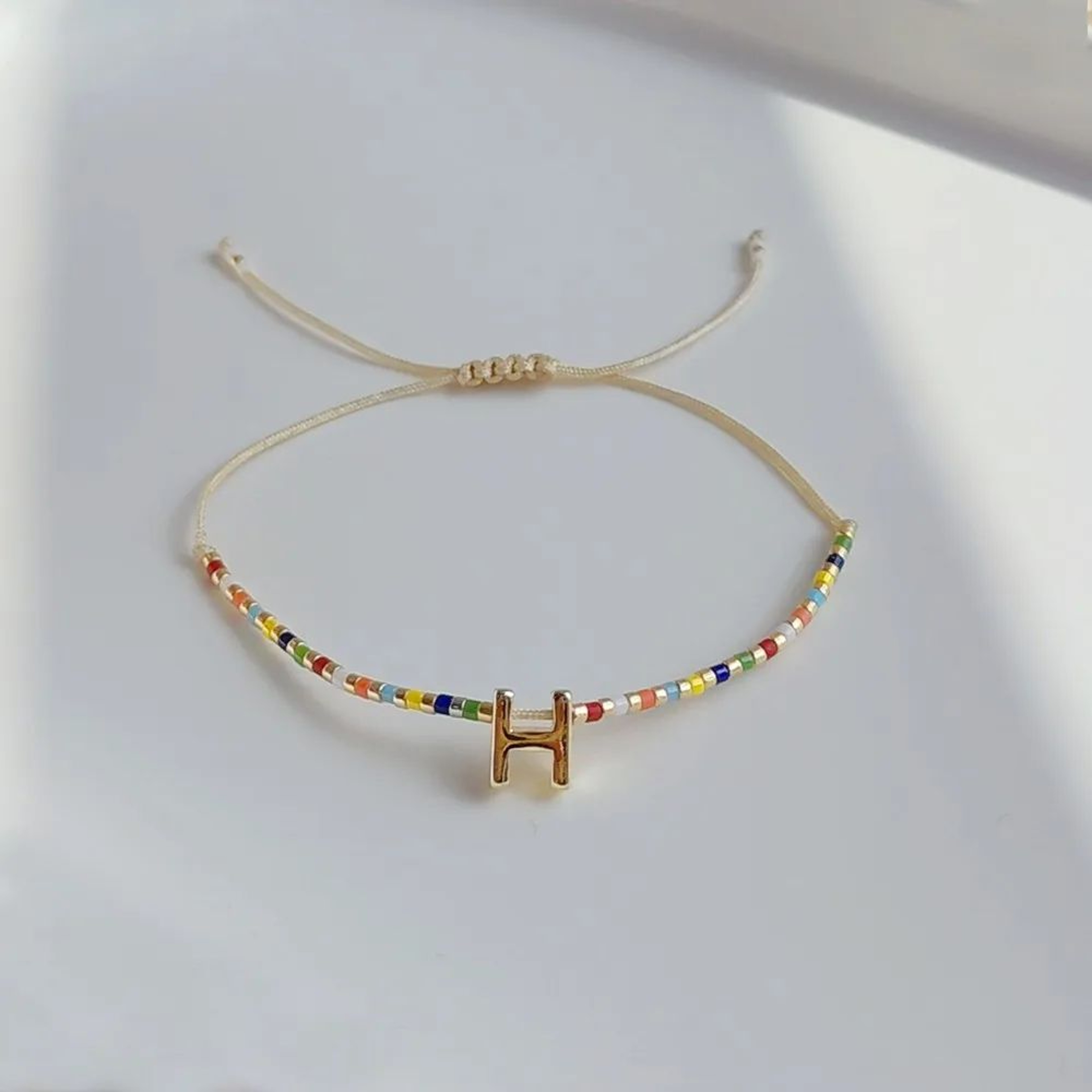 Personalized Initial Rainbow Beaded Bracelet 10