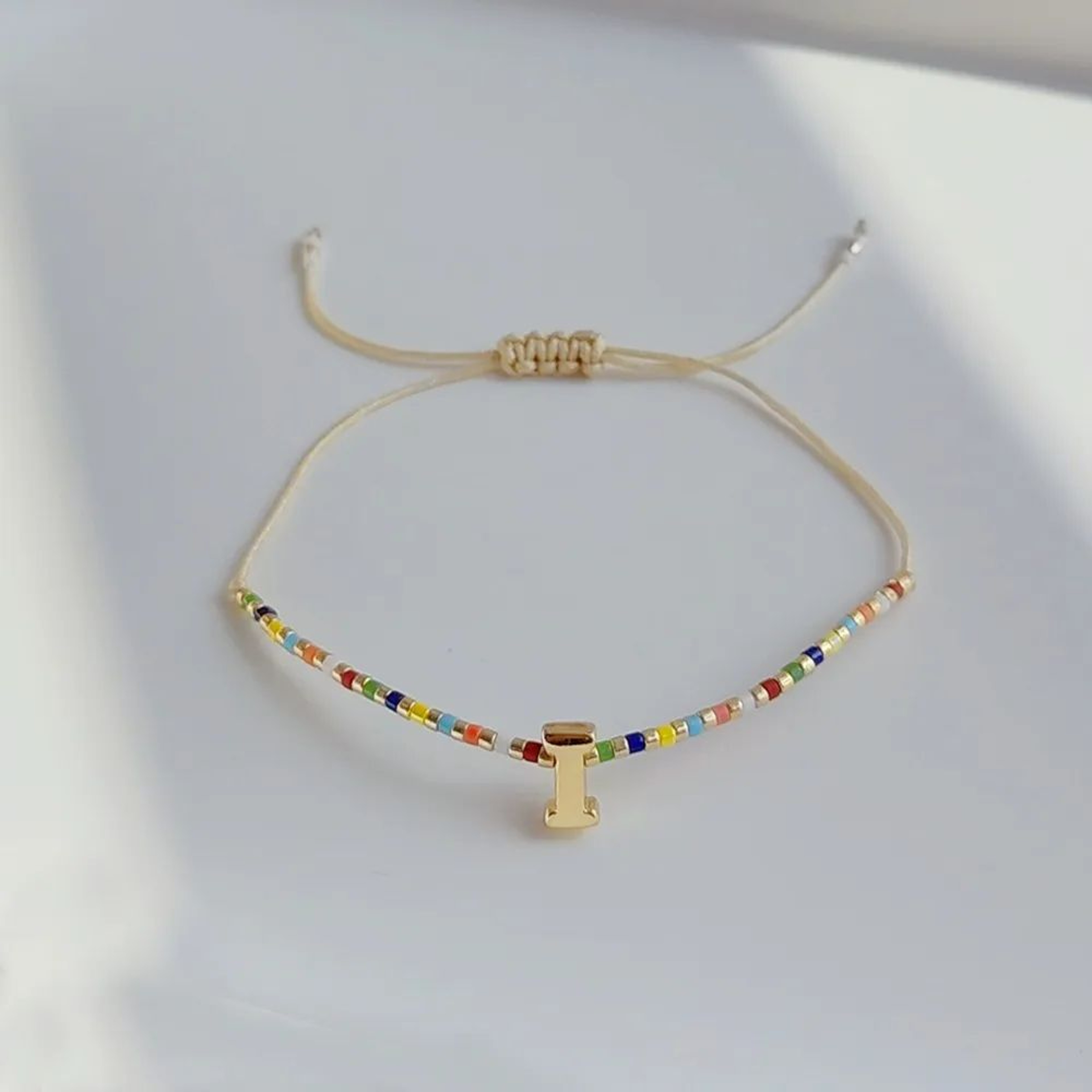 Personalized Initial Rainbow Beaded Bracelet 11