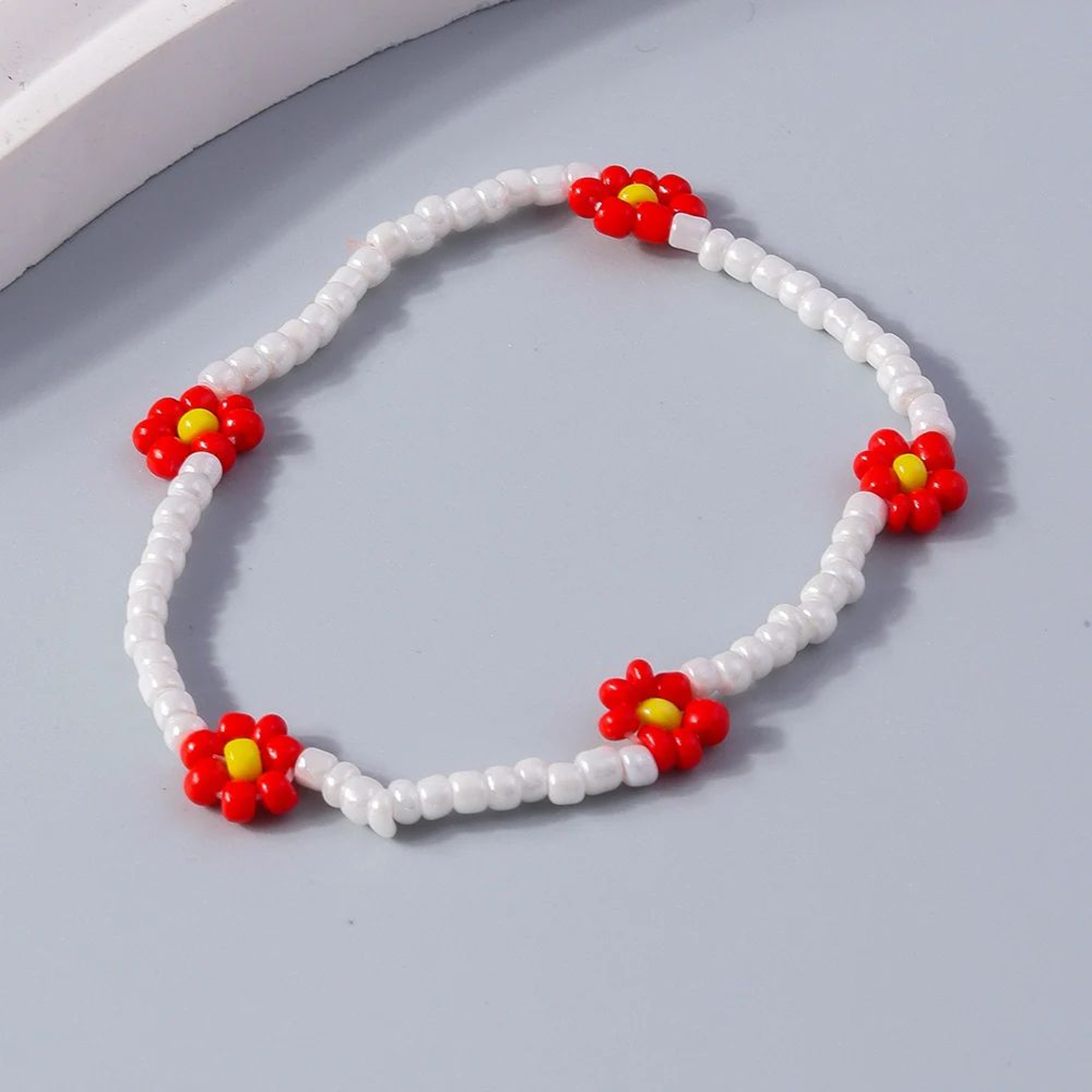 Colorful Seed Bead Flower Charm Bracelet 20