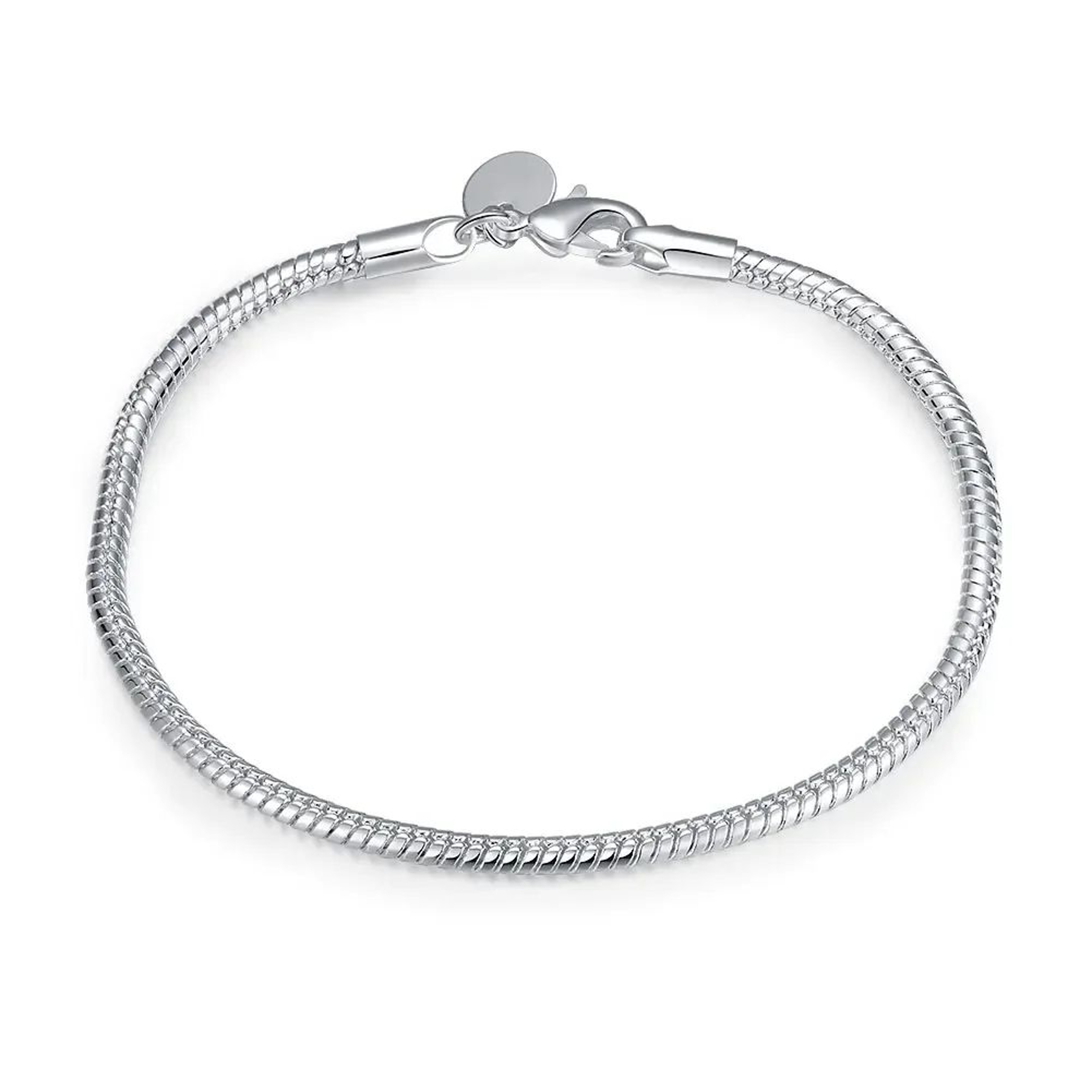 Sterling Silver Snake Chain Charm Bracelet 3