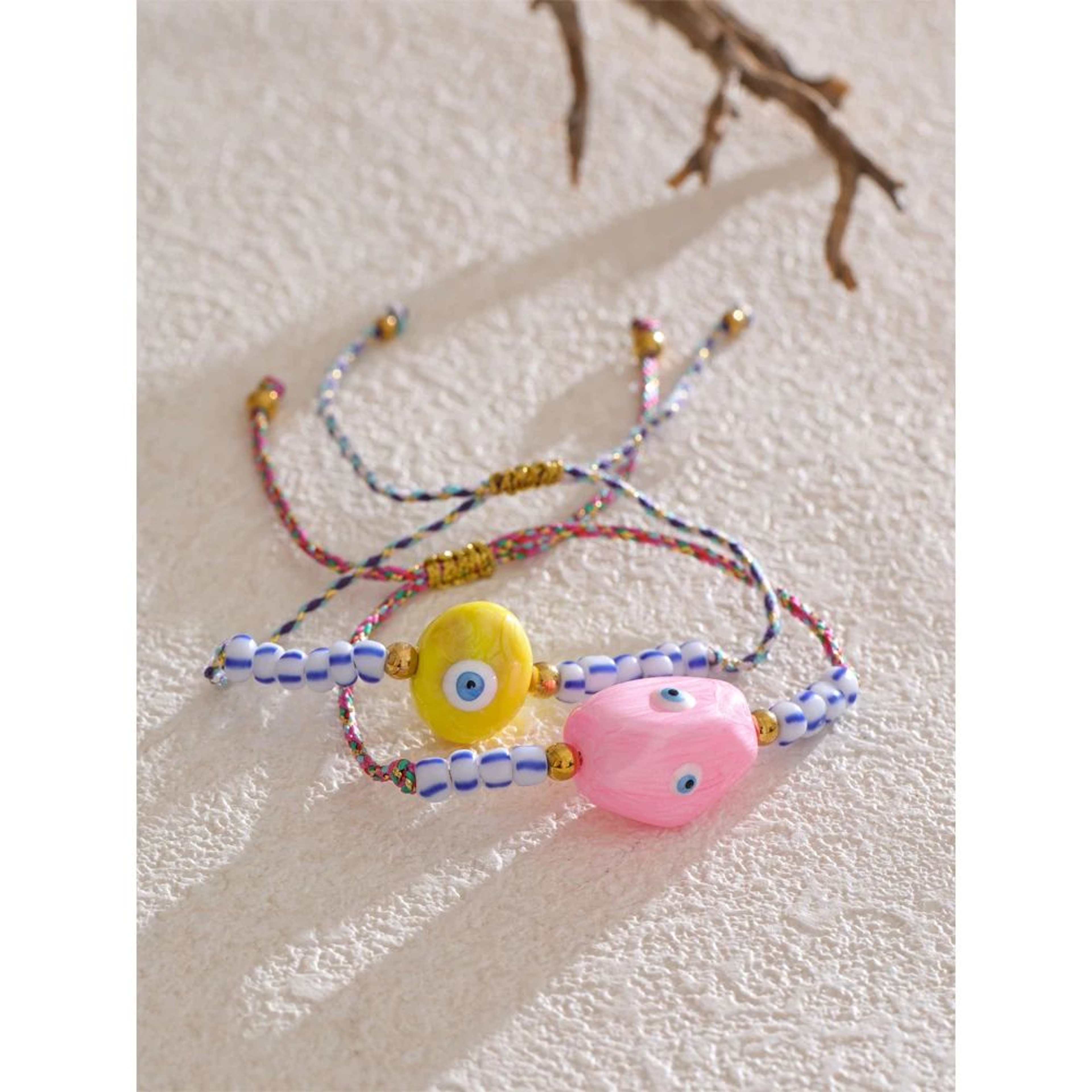 Y2K Ceramic Eye Braided Charm Bracelet 2