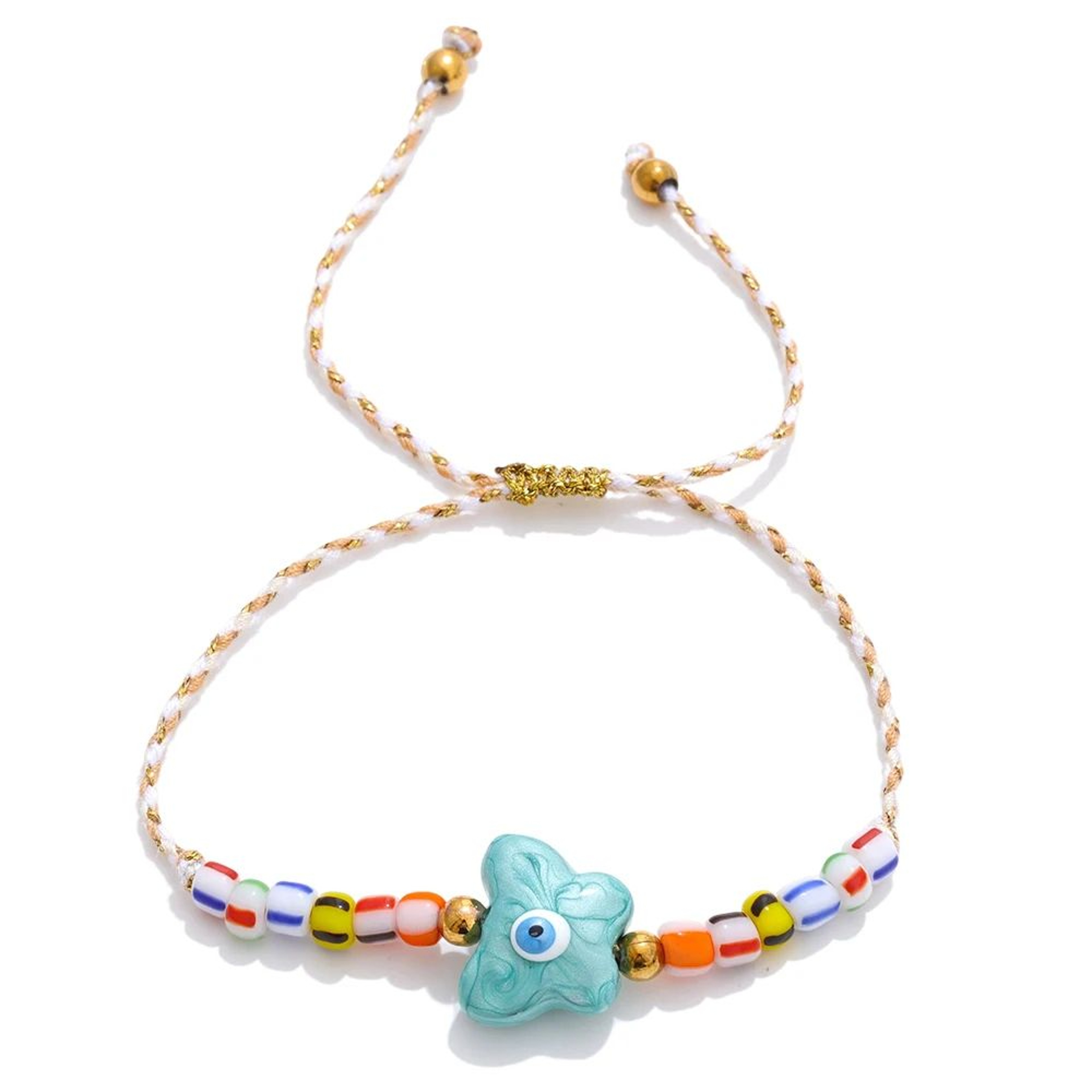 Y2K Ceramic Eye Braided Charm Bracelet 12
