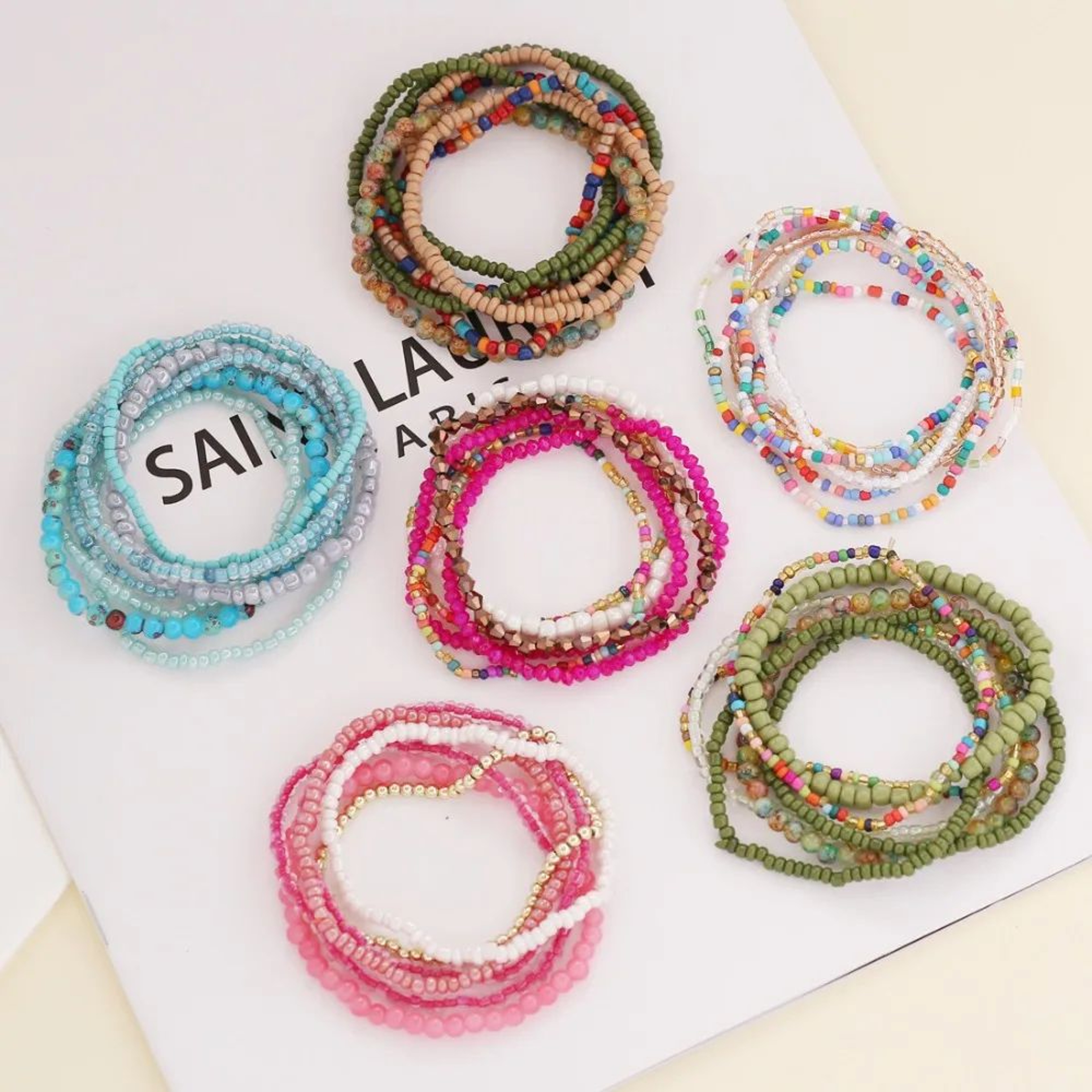 Boho Multicolor Stone Layered Bracelet 0