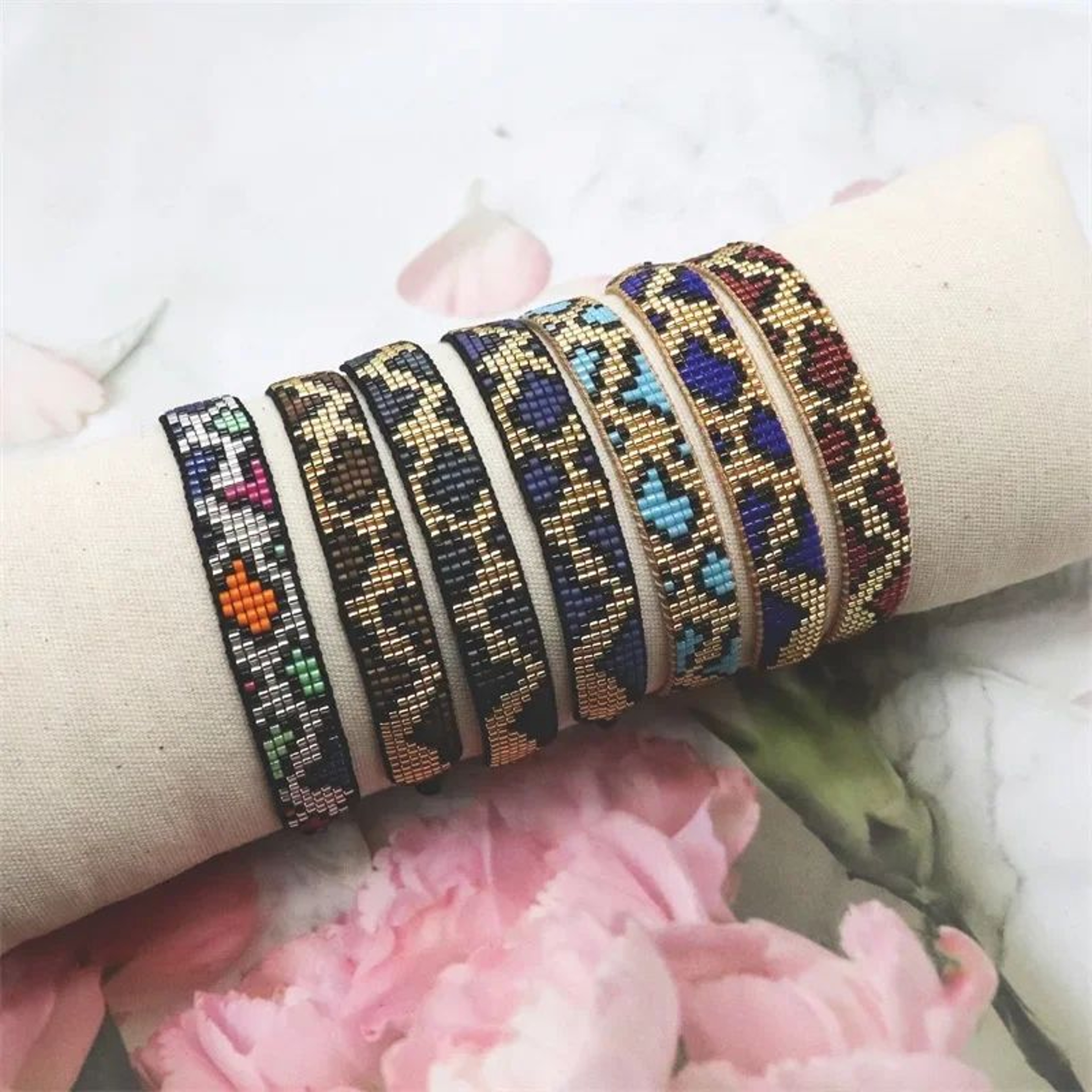 Vintage Leopard Miyuki Beaded Bracelet 1
