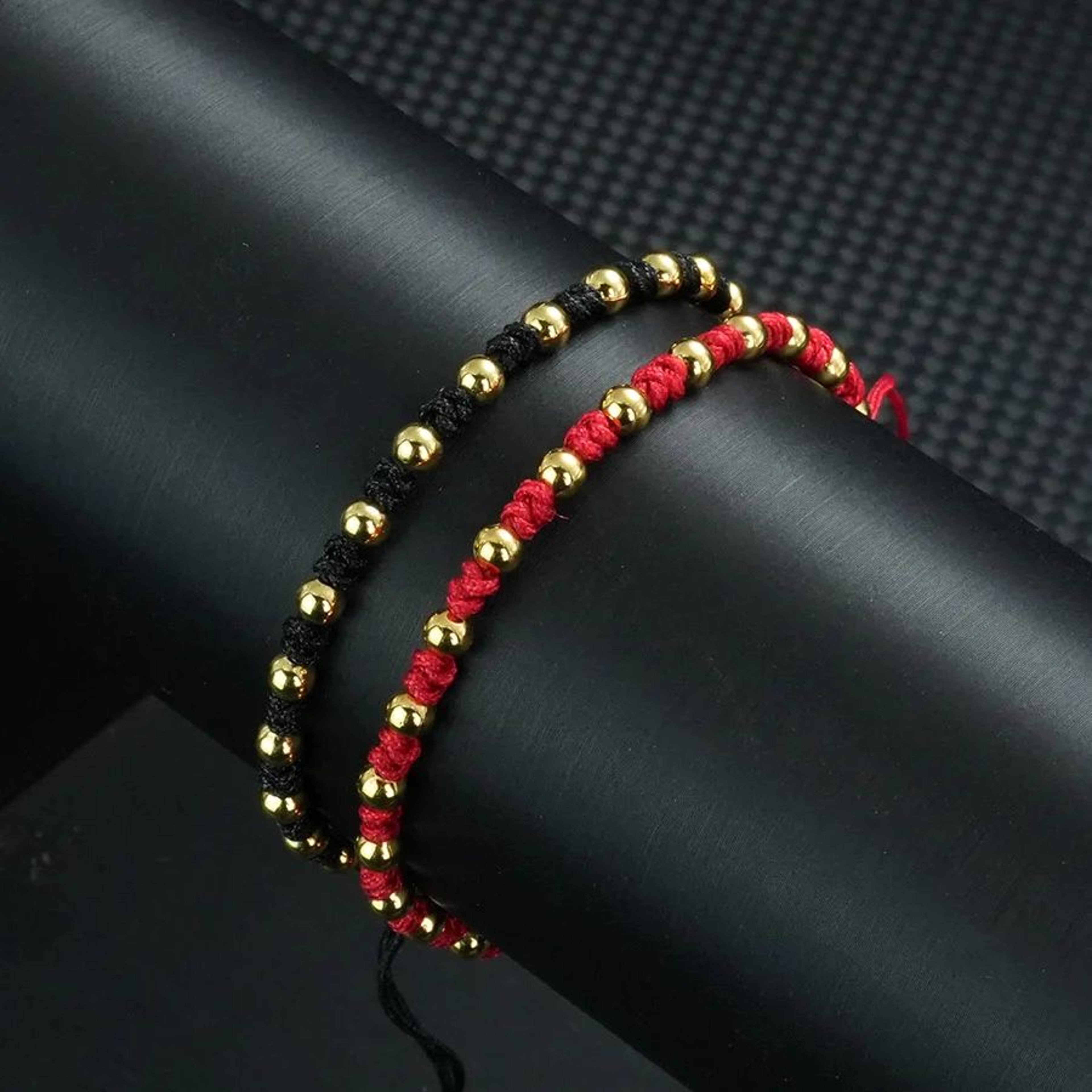 Adjustable Red Black Rope Beaded Friendship Bracelet 5