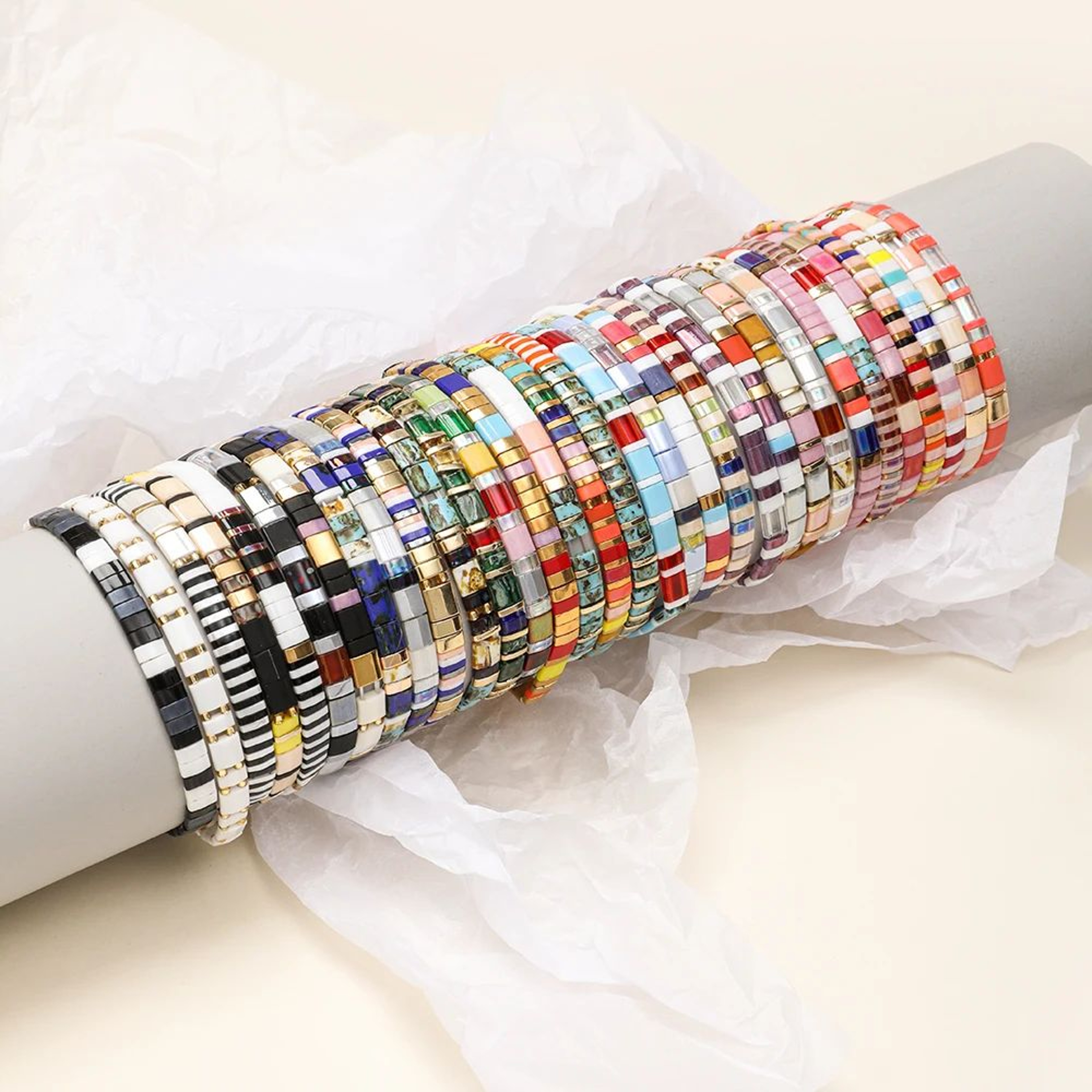 Vintage Rainbow Miyuki Tila Beaded Bracelet 2