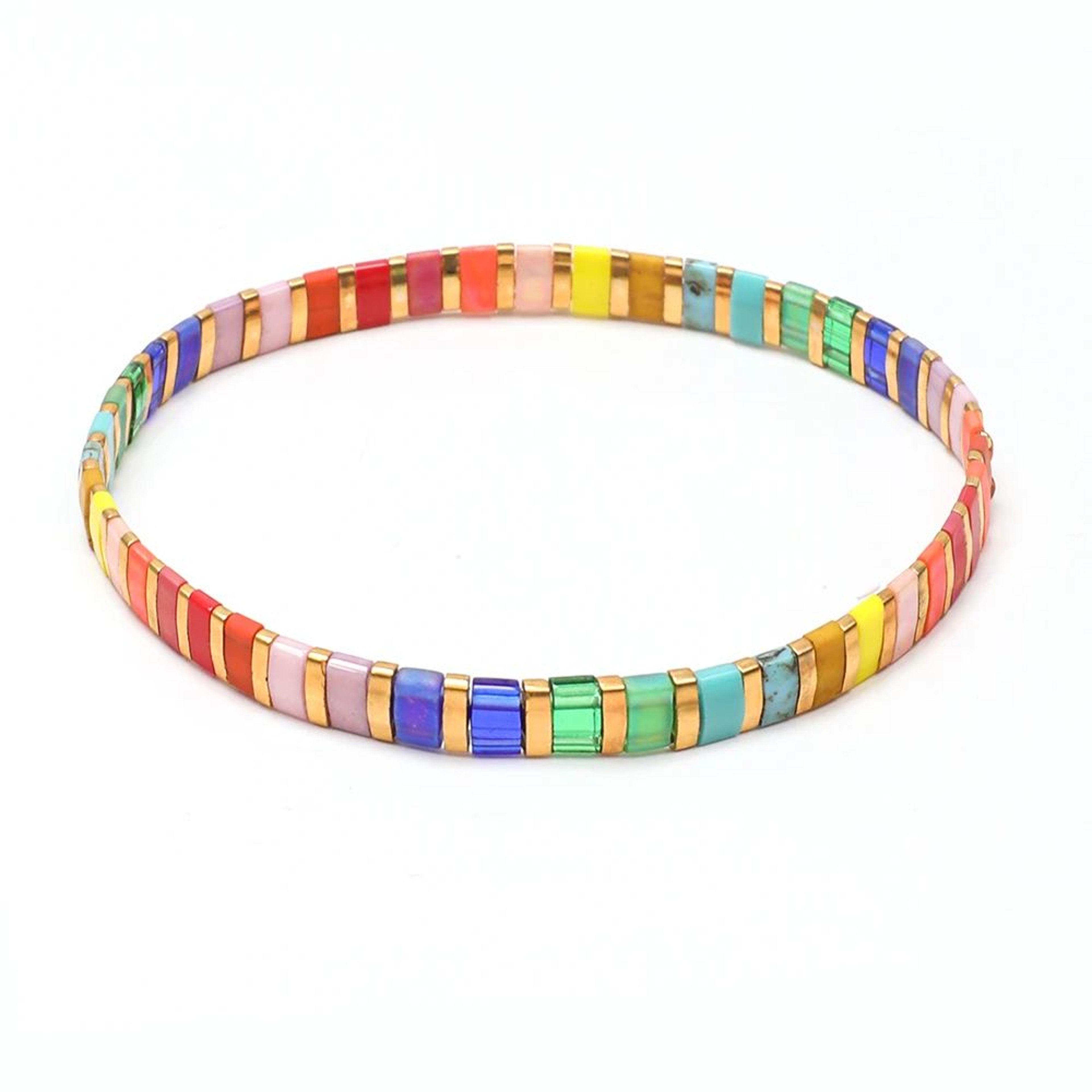 Vintage Rainbow Miyuki Tila Beaded Bracelet 16
