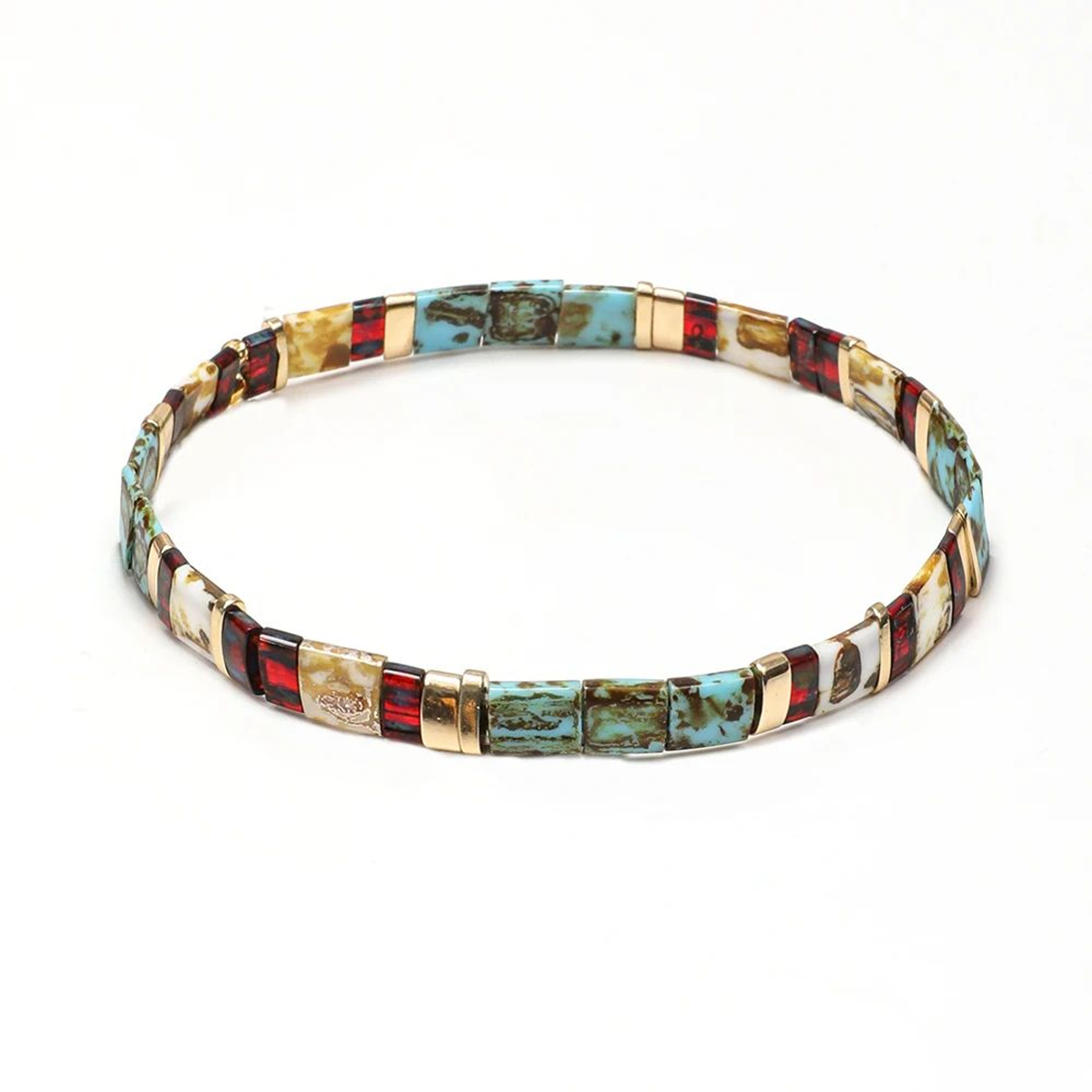Vintage Rainbow Miyuki Tila Beaded Bracelet 18