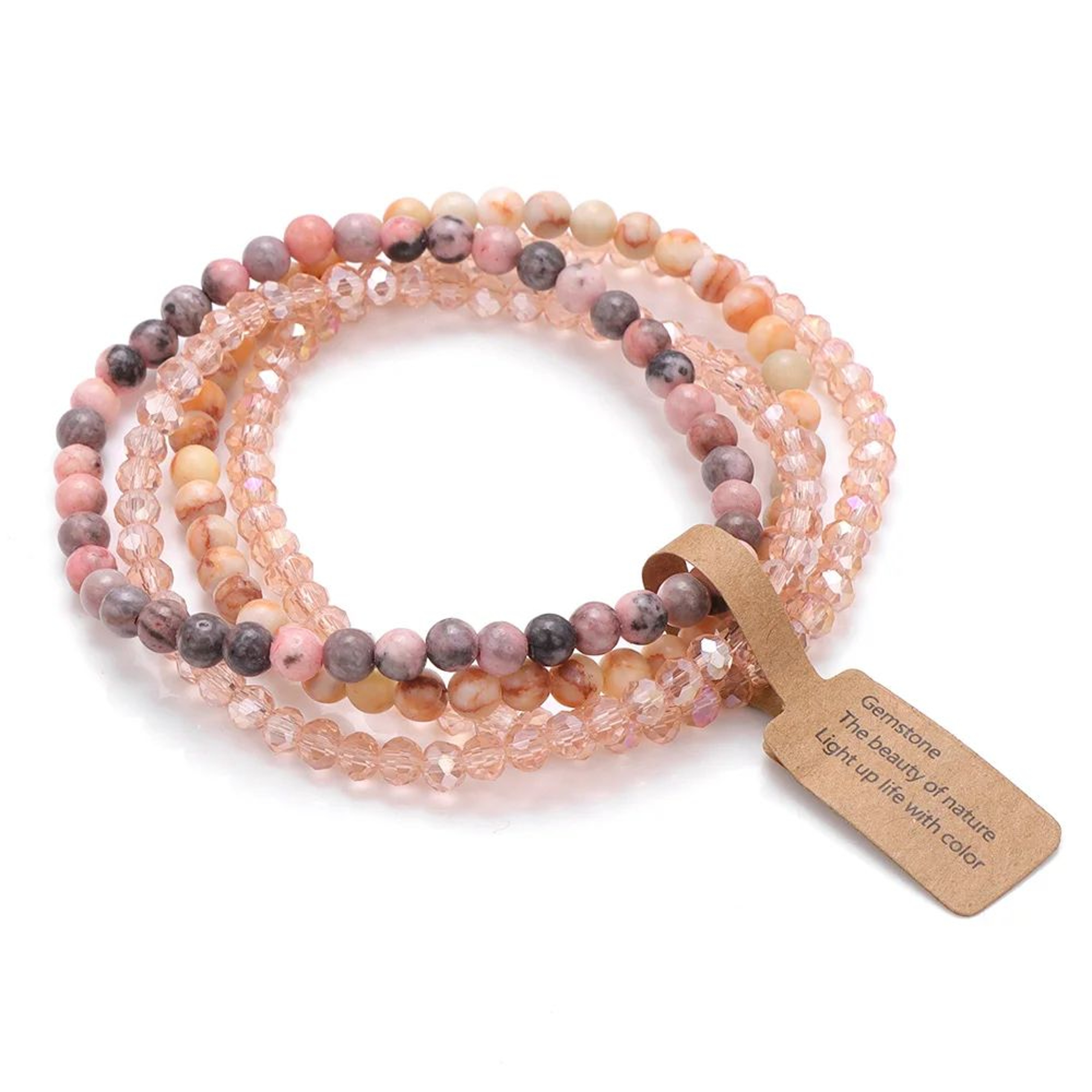 Natural Stone Faceted Bead Bracelet Set 4