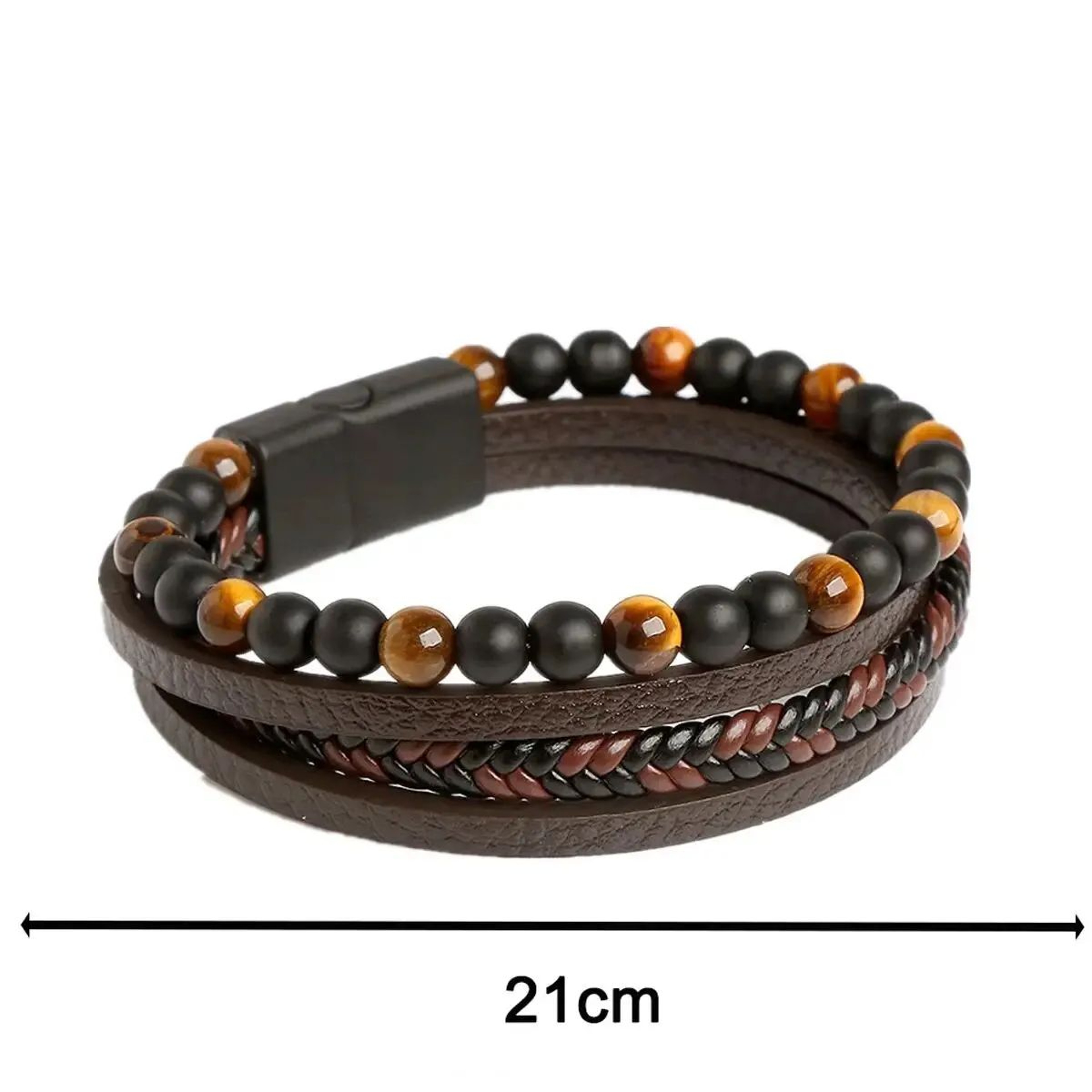 Layered Tiger Eye Braided Leather Bracelet 3