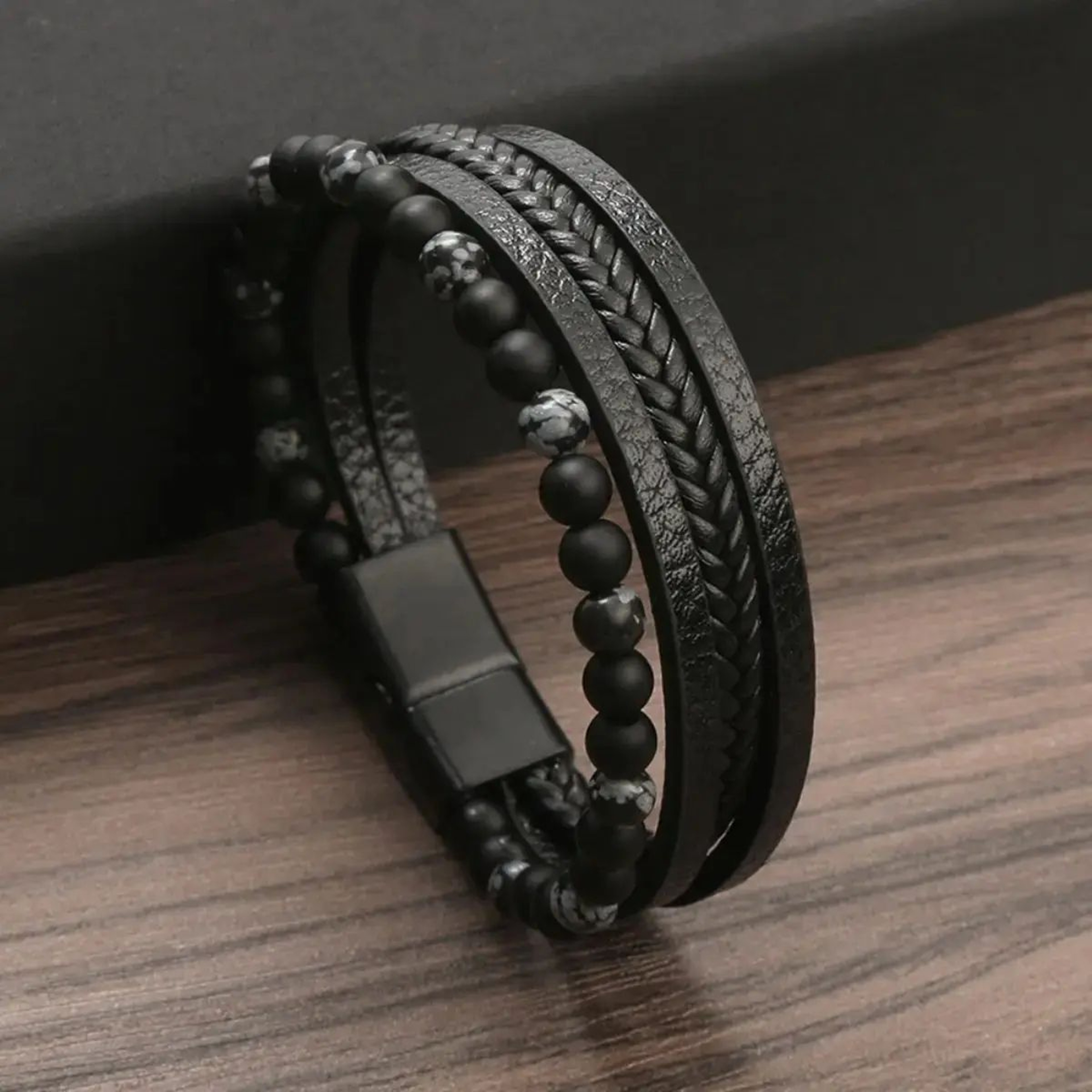 Layered Tiger Eye Braided Leather Bracelet 4