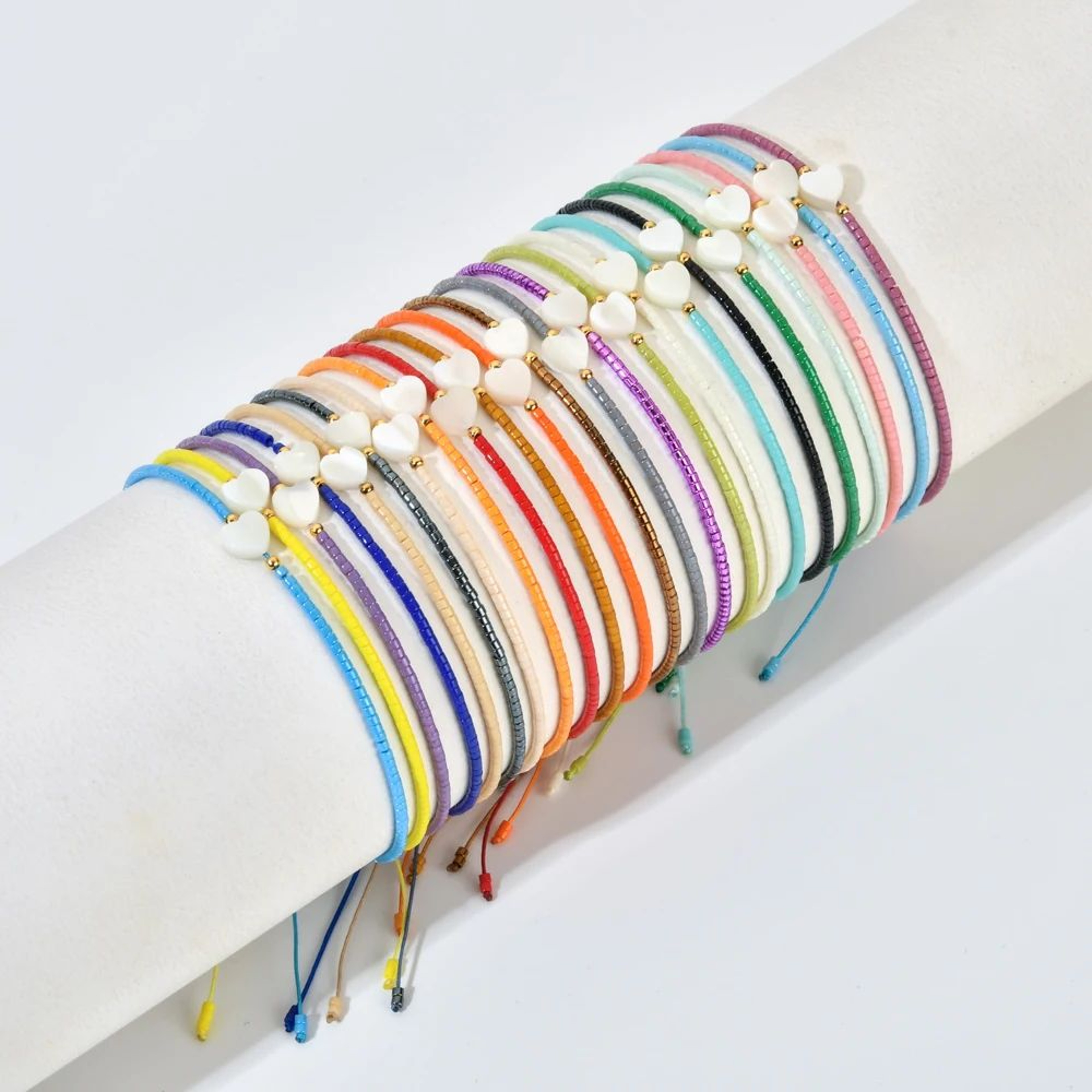 Gradient Miyuki Shell Heart Beaded Bracelet 0