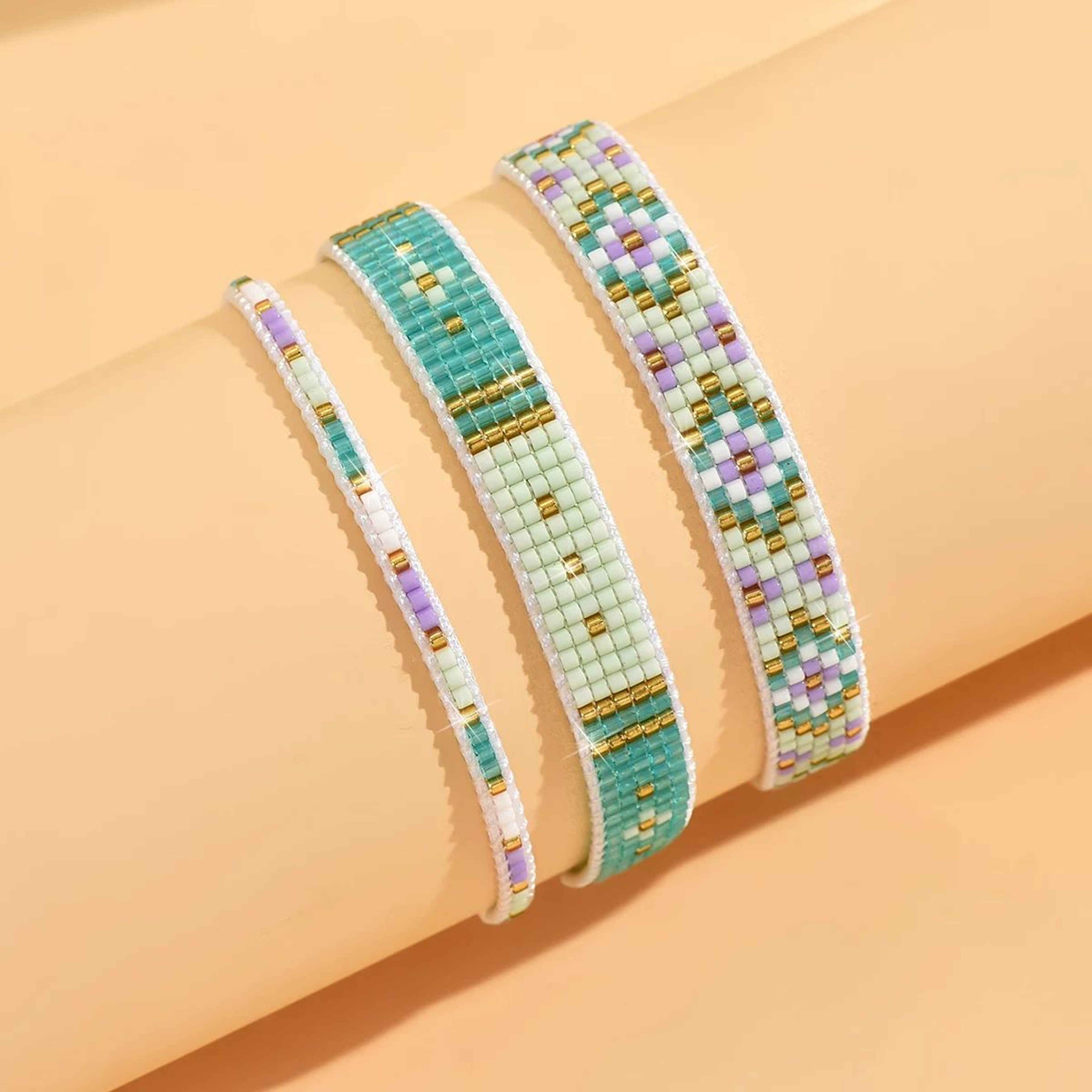 Boho Multicolor Woven Bead Bracelet Set 5